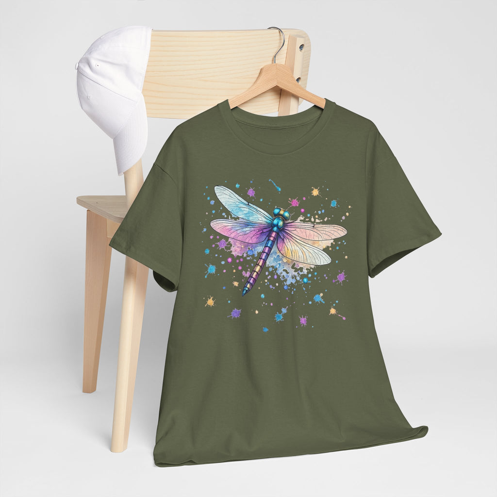 Dragonfly Watercolor T-Shirt — Pastel Splatter Nature Tee