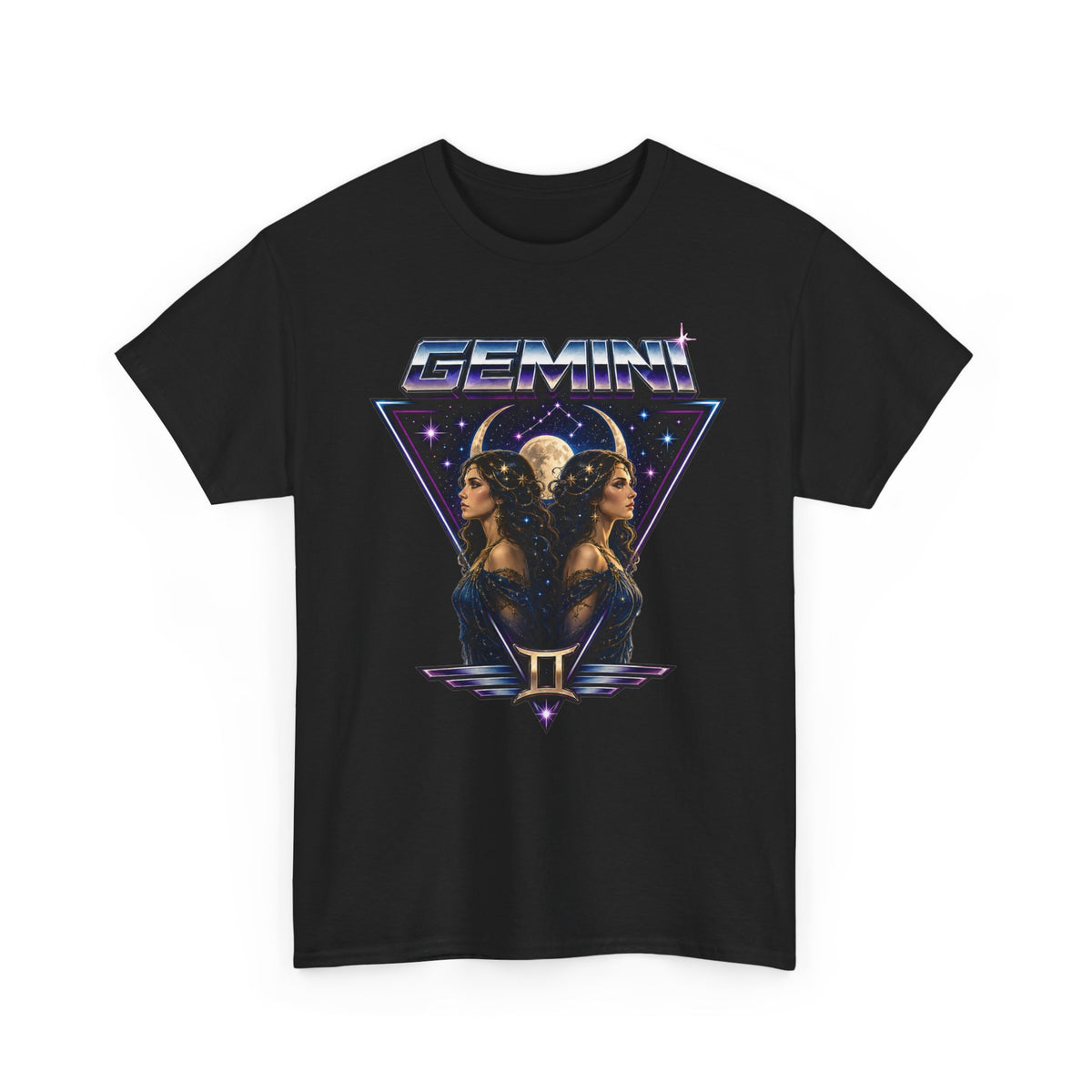Gemini Zodiac Tee — Retro Twin Goddess Astrology T-Shirt