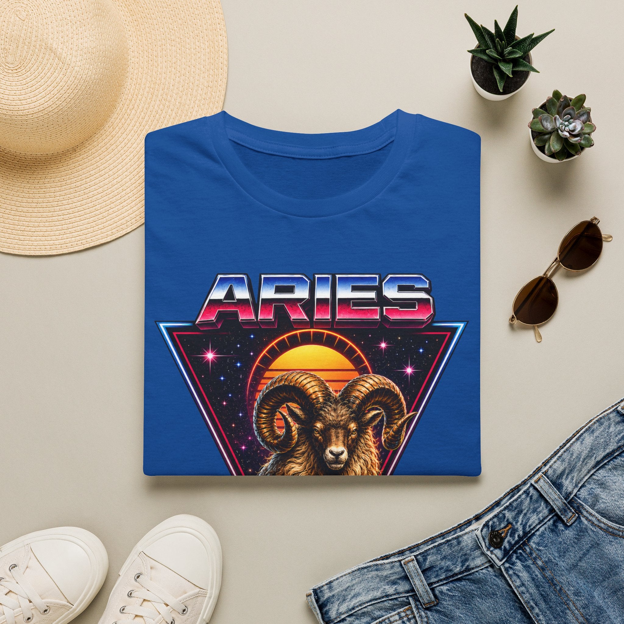 Aries 80s style Zodiac T-Shirt — Retro Ram Graphic Tee