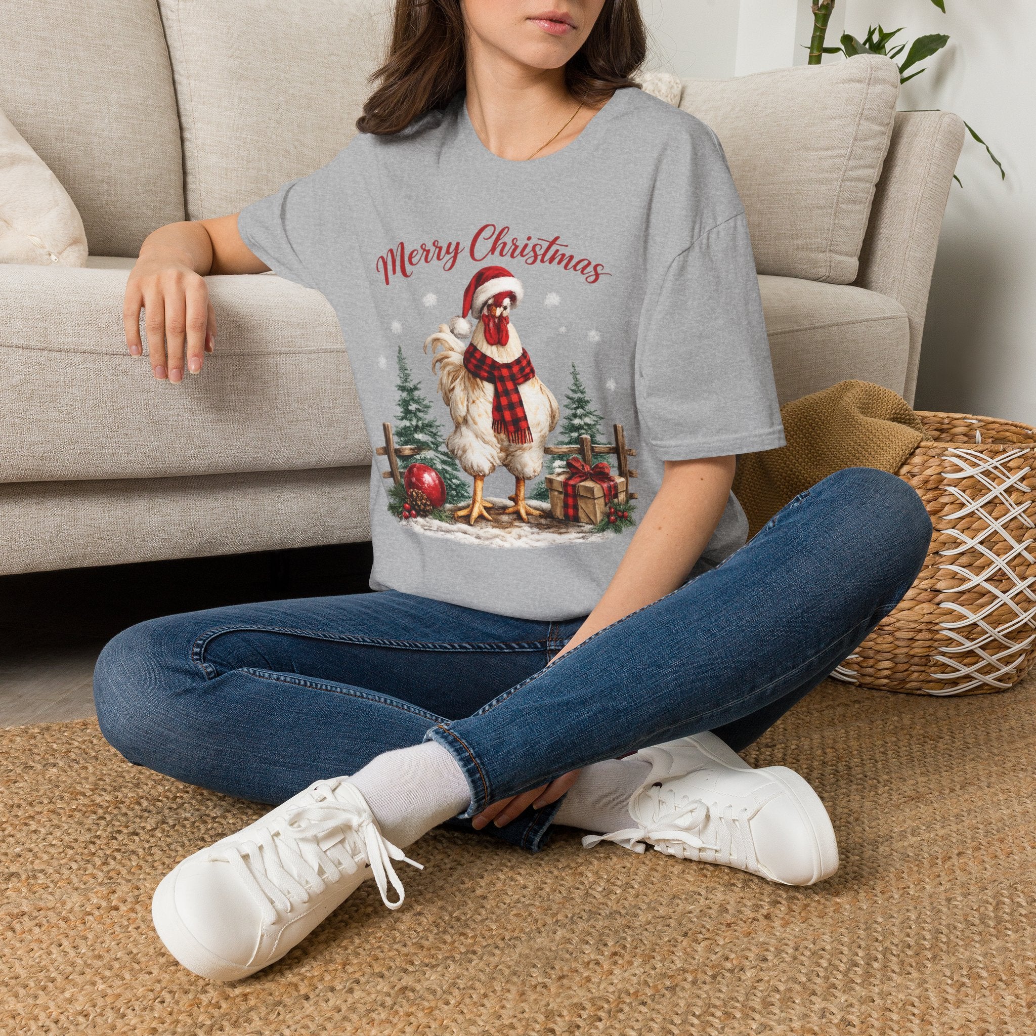 Christmas Rooster T-Shirt — Merry Christmas Farmhouse Holiday Tee