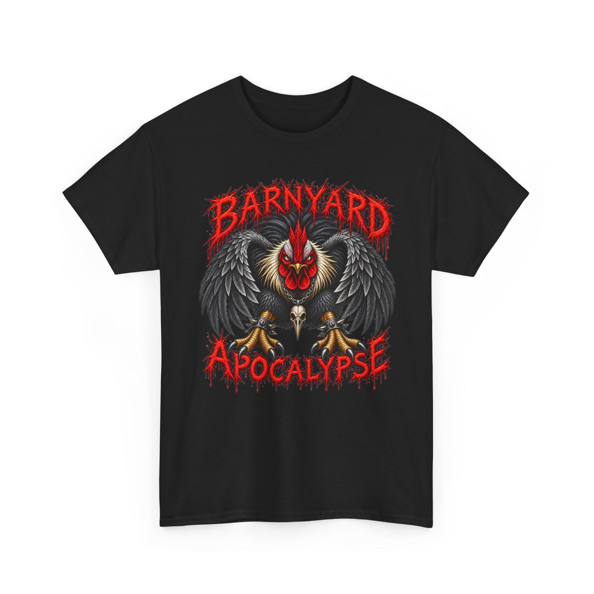 Barnyard Apocalypse Graphic Tee — Dark Rooster Horror Farm Shirt
