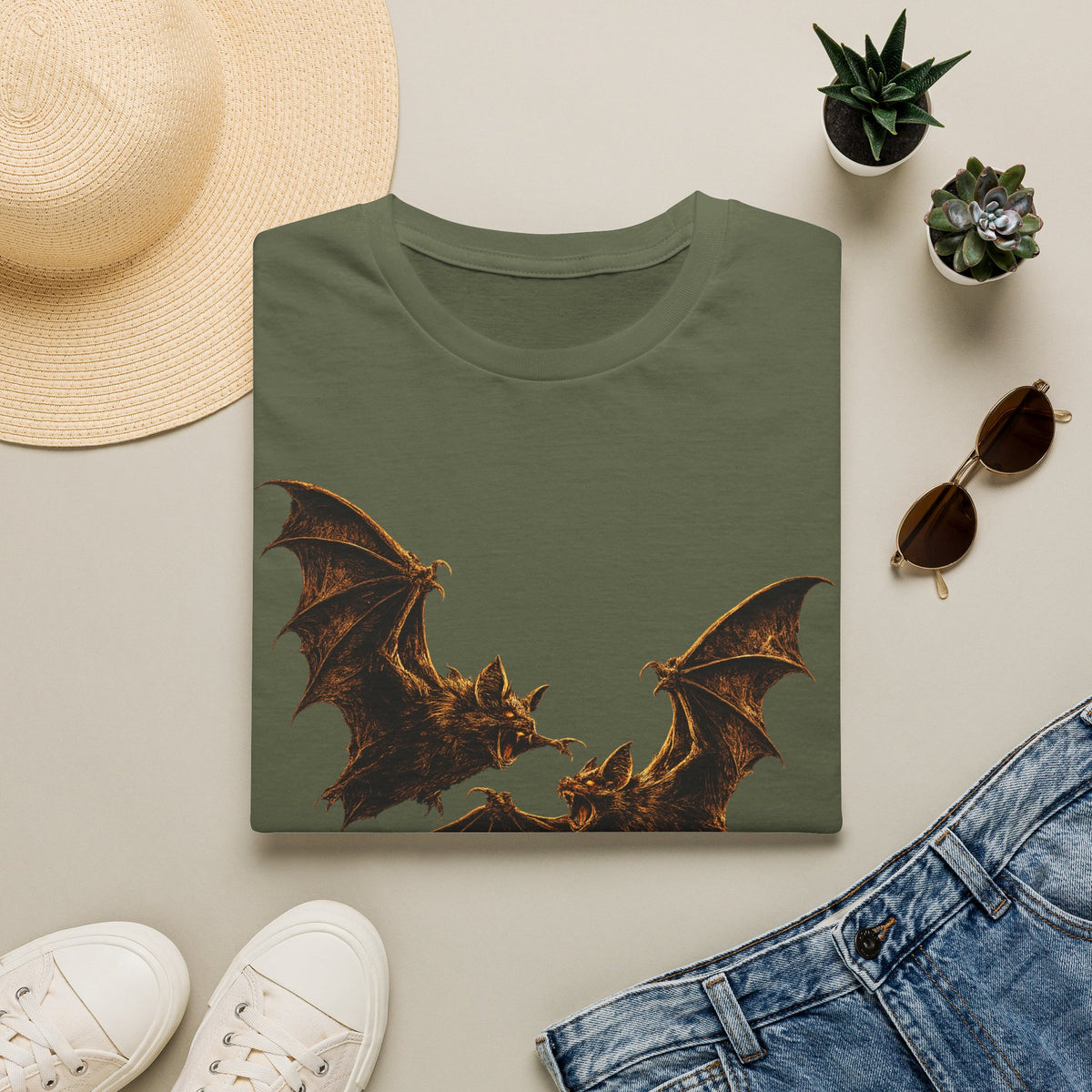 Bat Silhouette T-Shirt — Gothic Halloween Black Tee