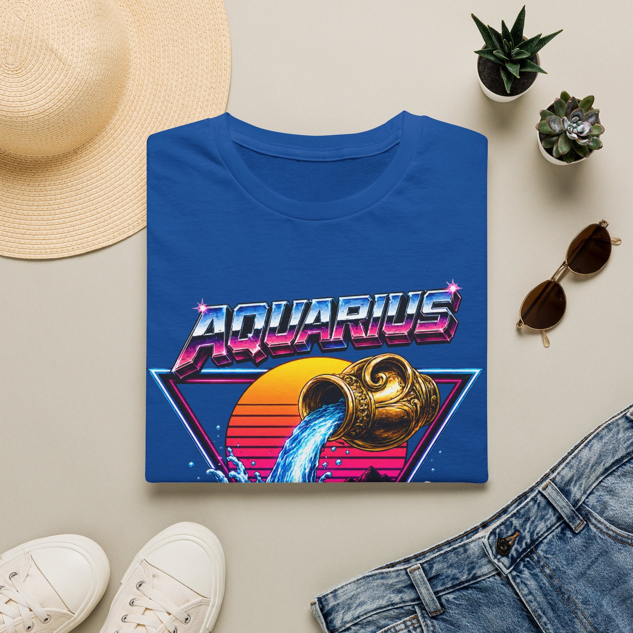 Aquarius Zodiac T‑Shirt — Retro Water Bearer Horoscope Tee