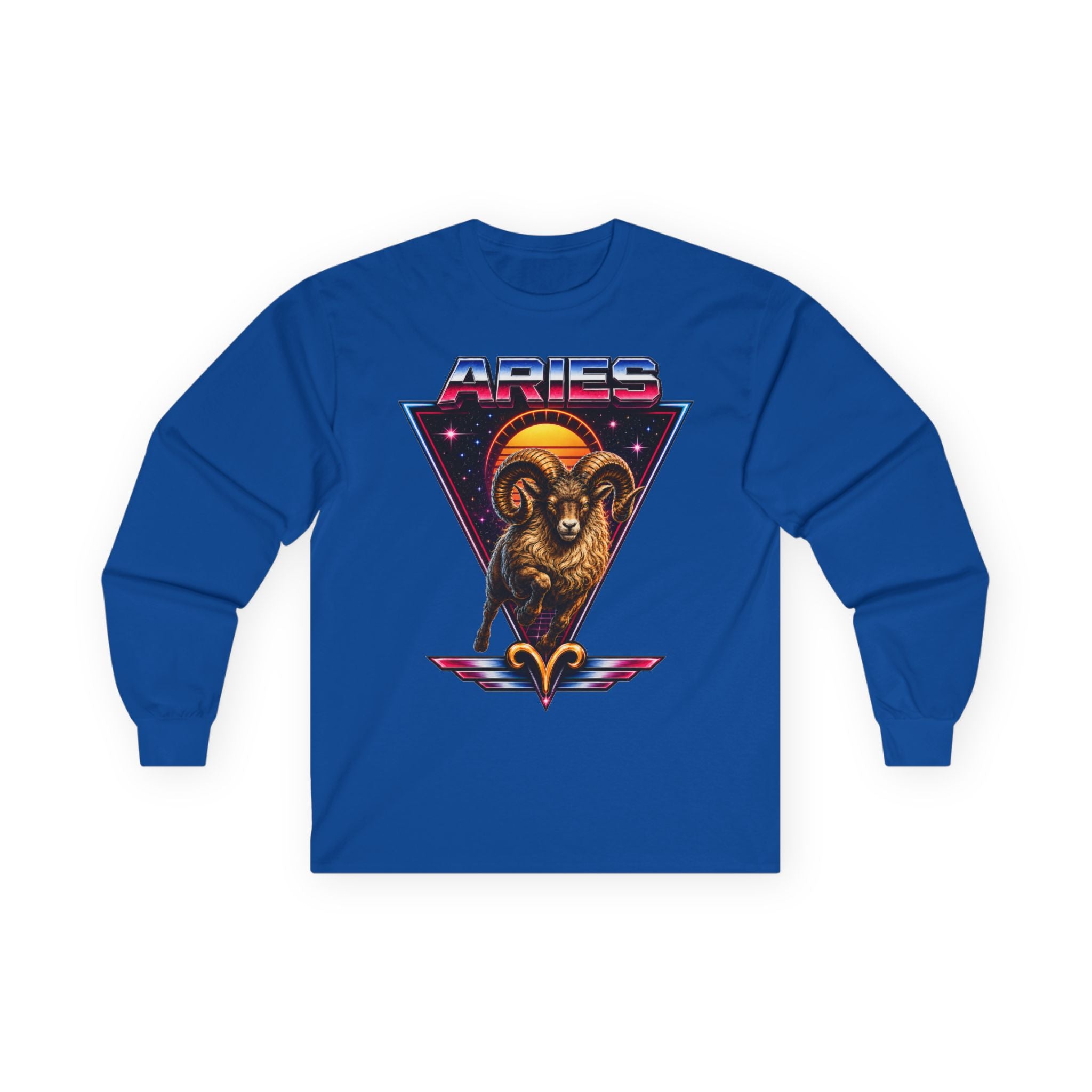 Aries 80s style Zodiac Retro Ram Long Sleeve Tee