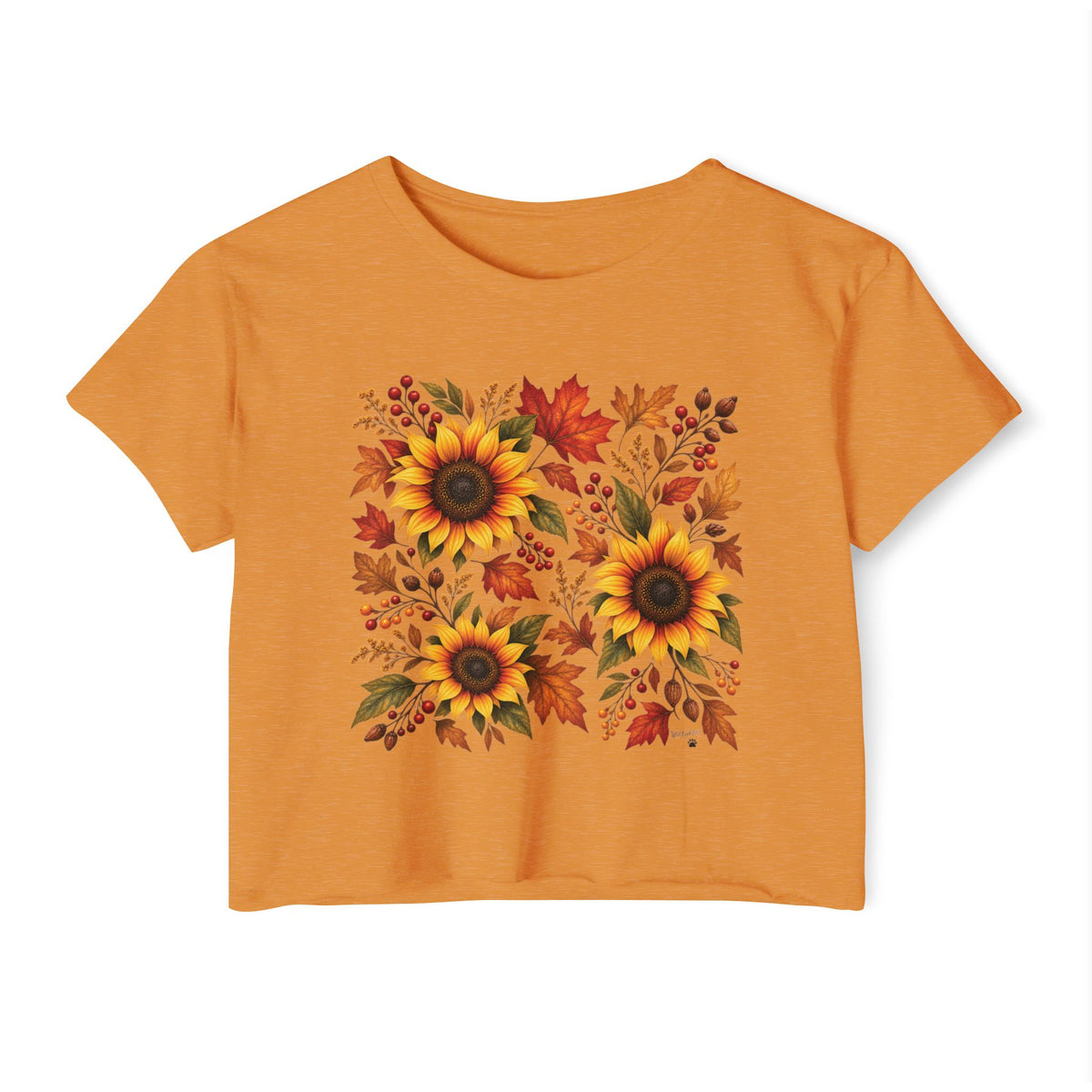 Sunflower Fall Crop Top — Autumn Floral Festival Tee