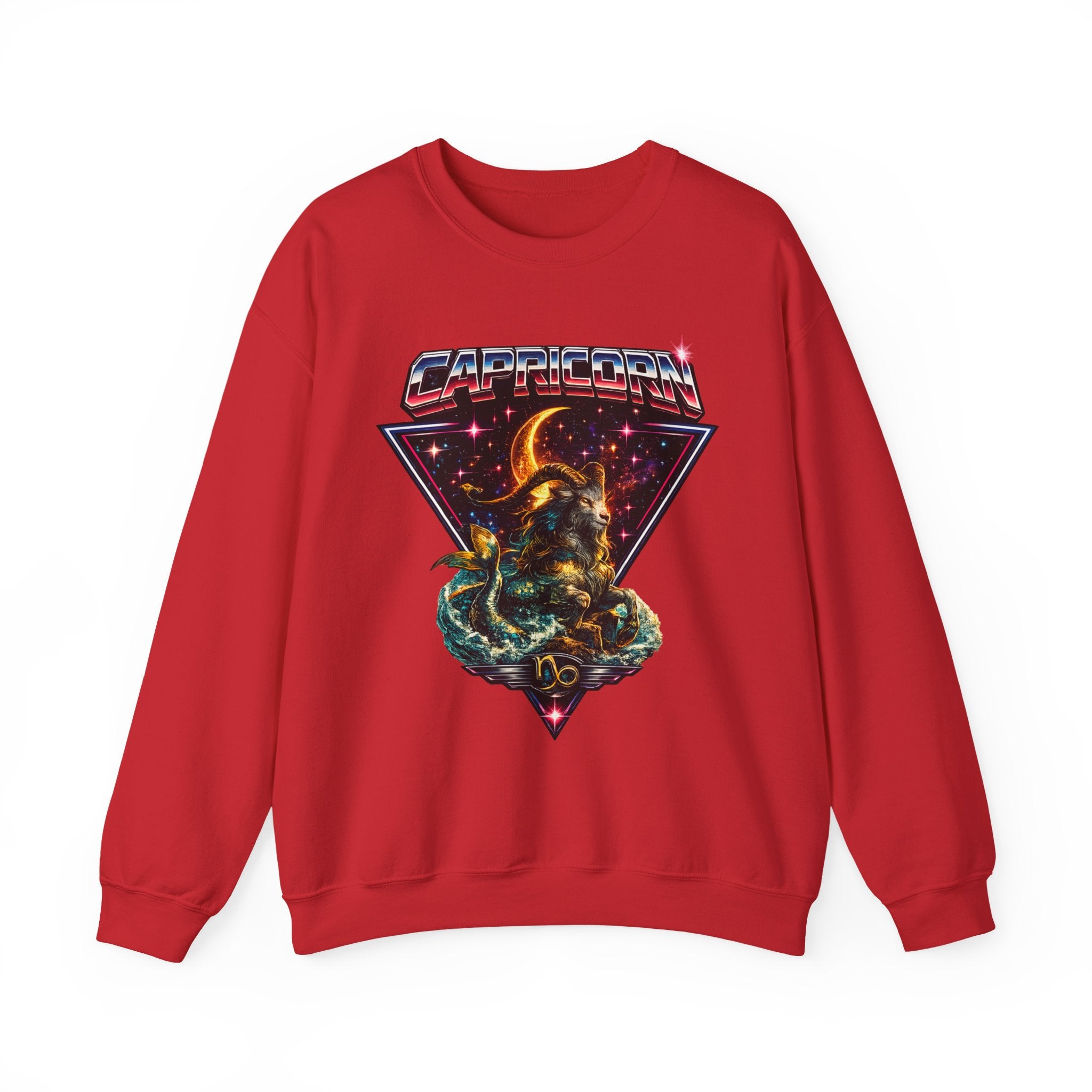 Capricorn Zodiac Crewneck Sweatshirt — Vintage Cosmic Goat Astro Tee