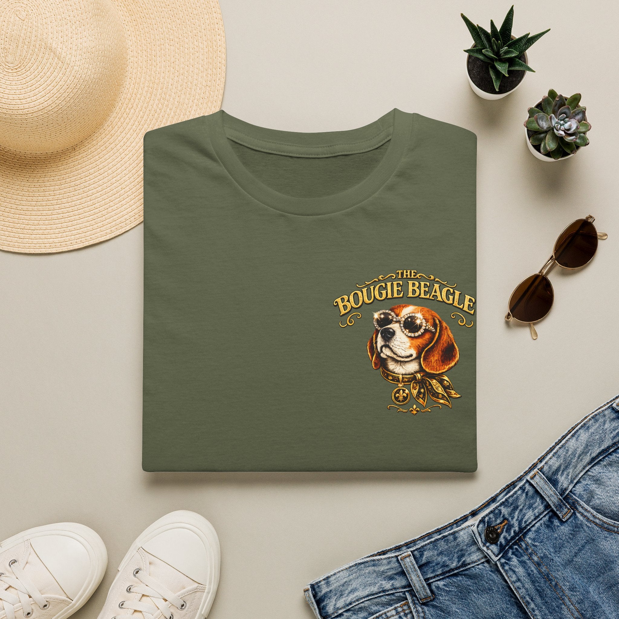 Beagle Vintage Tee- front and back print "Bougie Beagle" Graphic T-Shirt for Dog Lovers