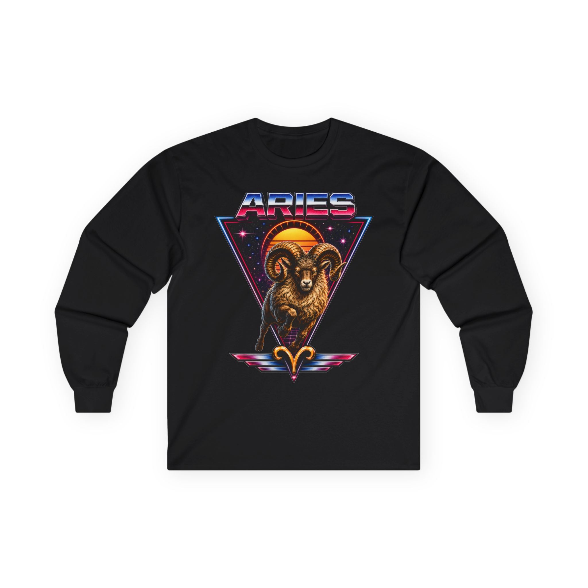 Aries 80s style Zodiac Retro Ram Long Sleeve Tee