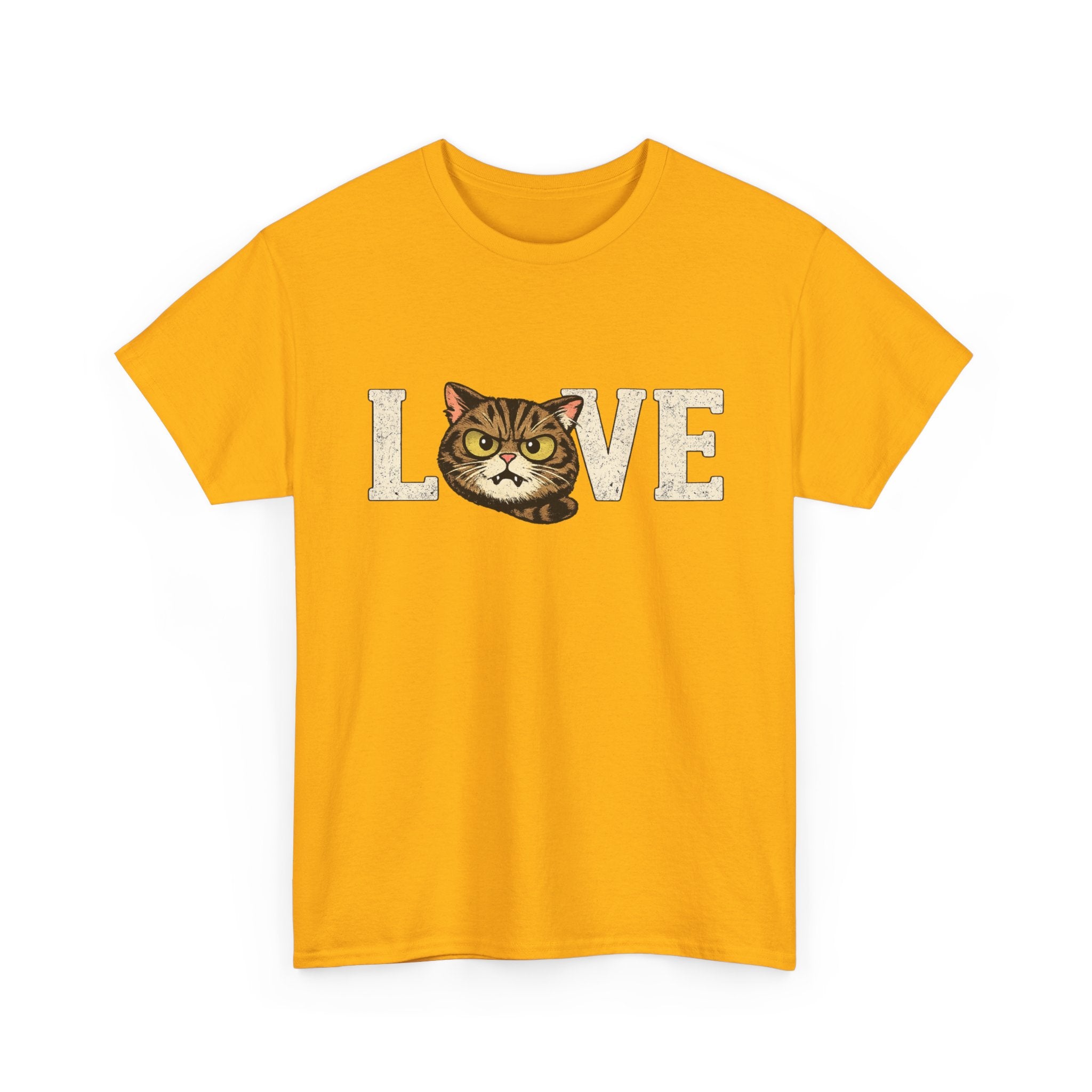 Cat Love T‑Shirt — Retro Tabby  Cat Face LOVE Graphic Tee for Cat Lovers