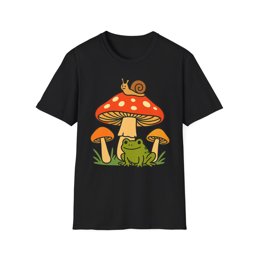 Mushroom Garden T-Shirt — Cute Snail & Frog Graphic Tee