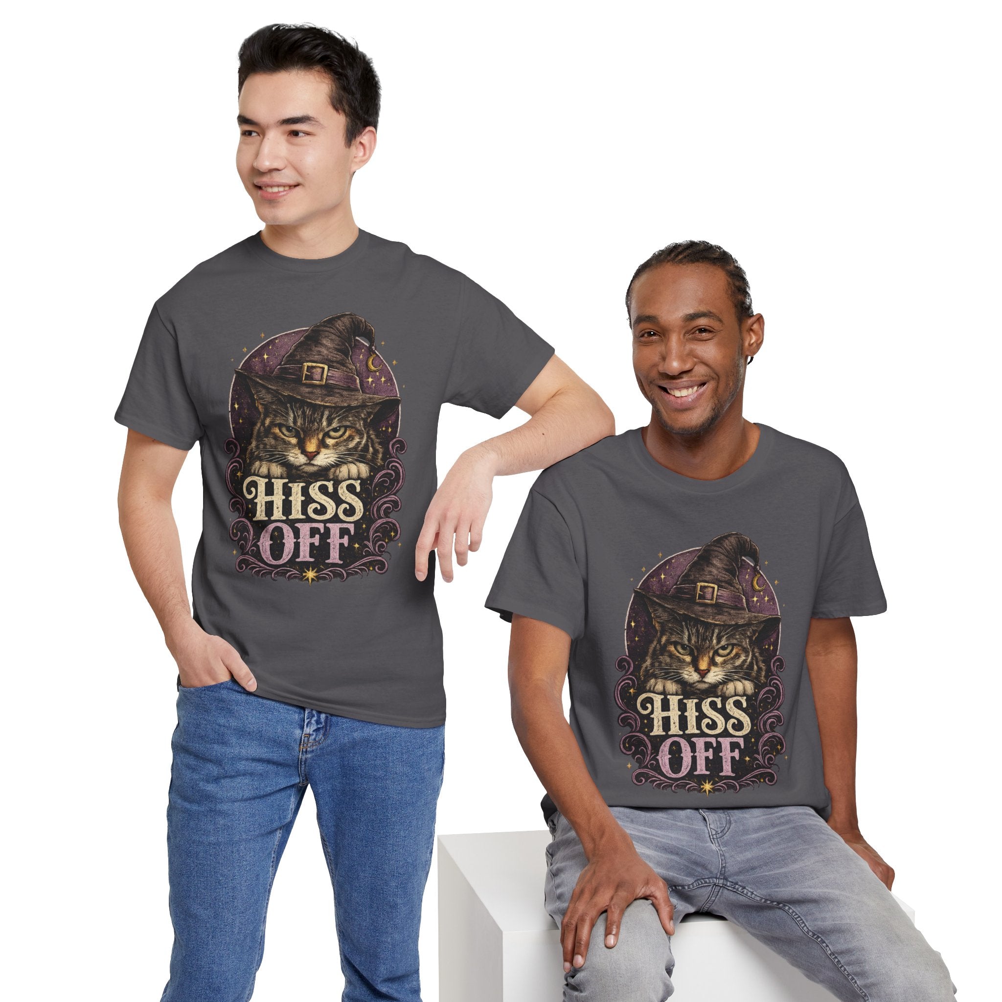 Hiss Off Witch Cat Tee — Halloween Spooky Cat Graphic T-Shirt
