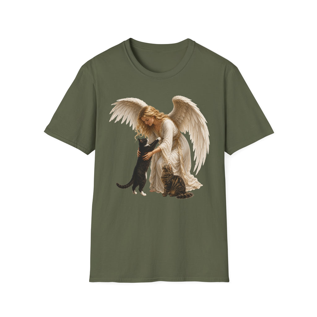 Angel with Cat T-Shirt — Guardian Angel Pet Lover Tee