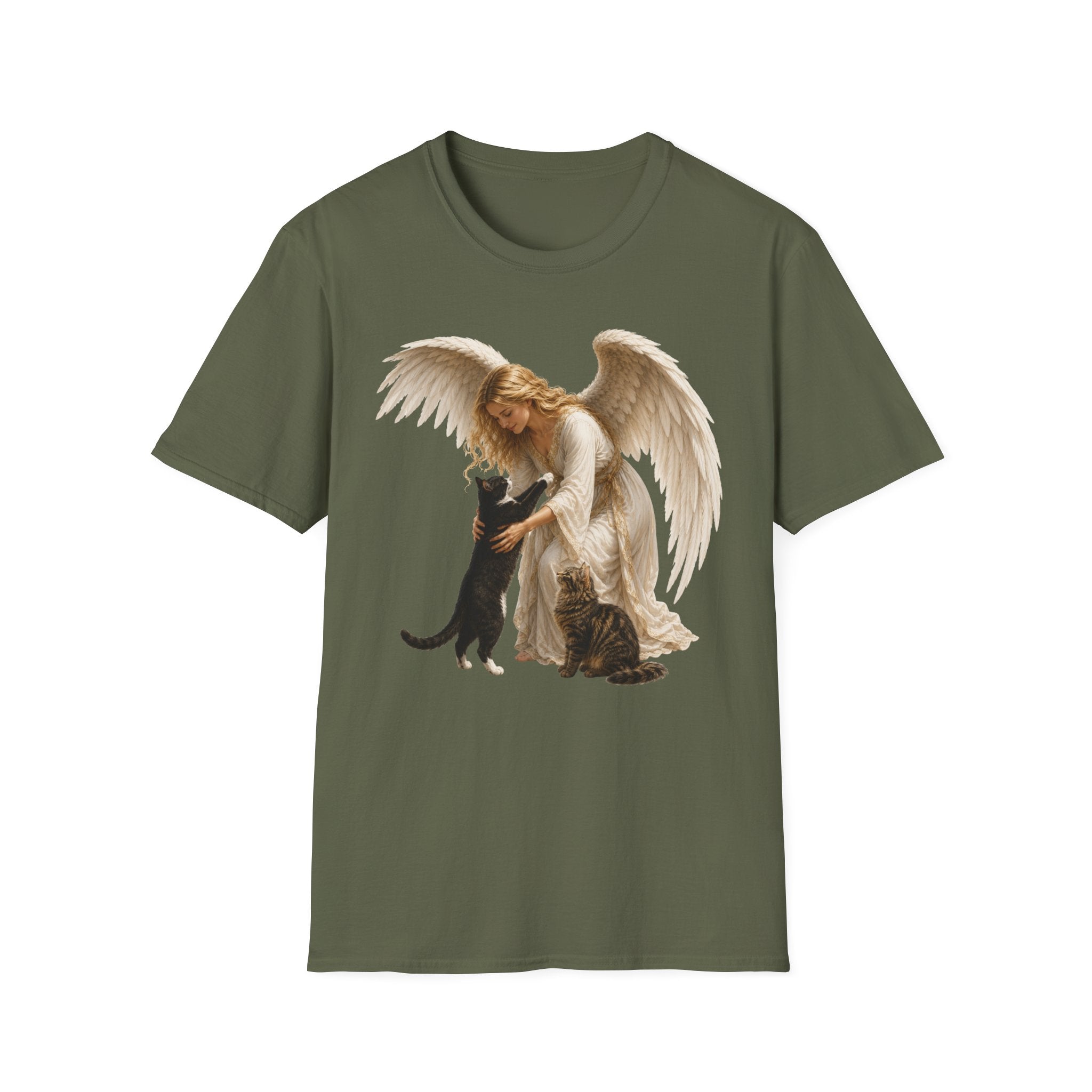 Angel with Cat T-Shirt — Guardian Angel Pet Lover Tee