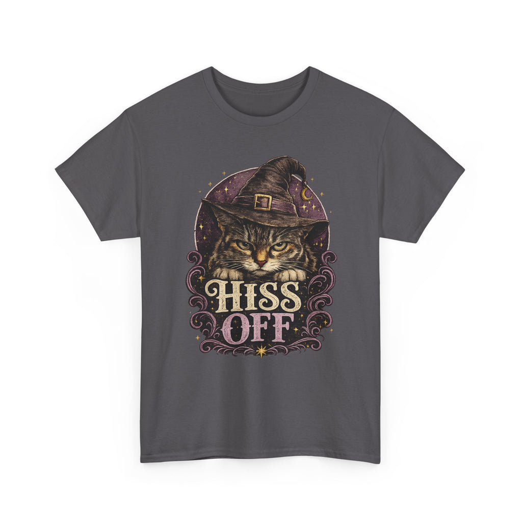Hiss Off Witch Cat Tee — Halloween Spooky Cat Graphic T-Shirt