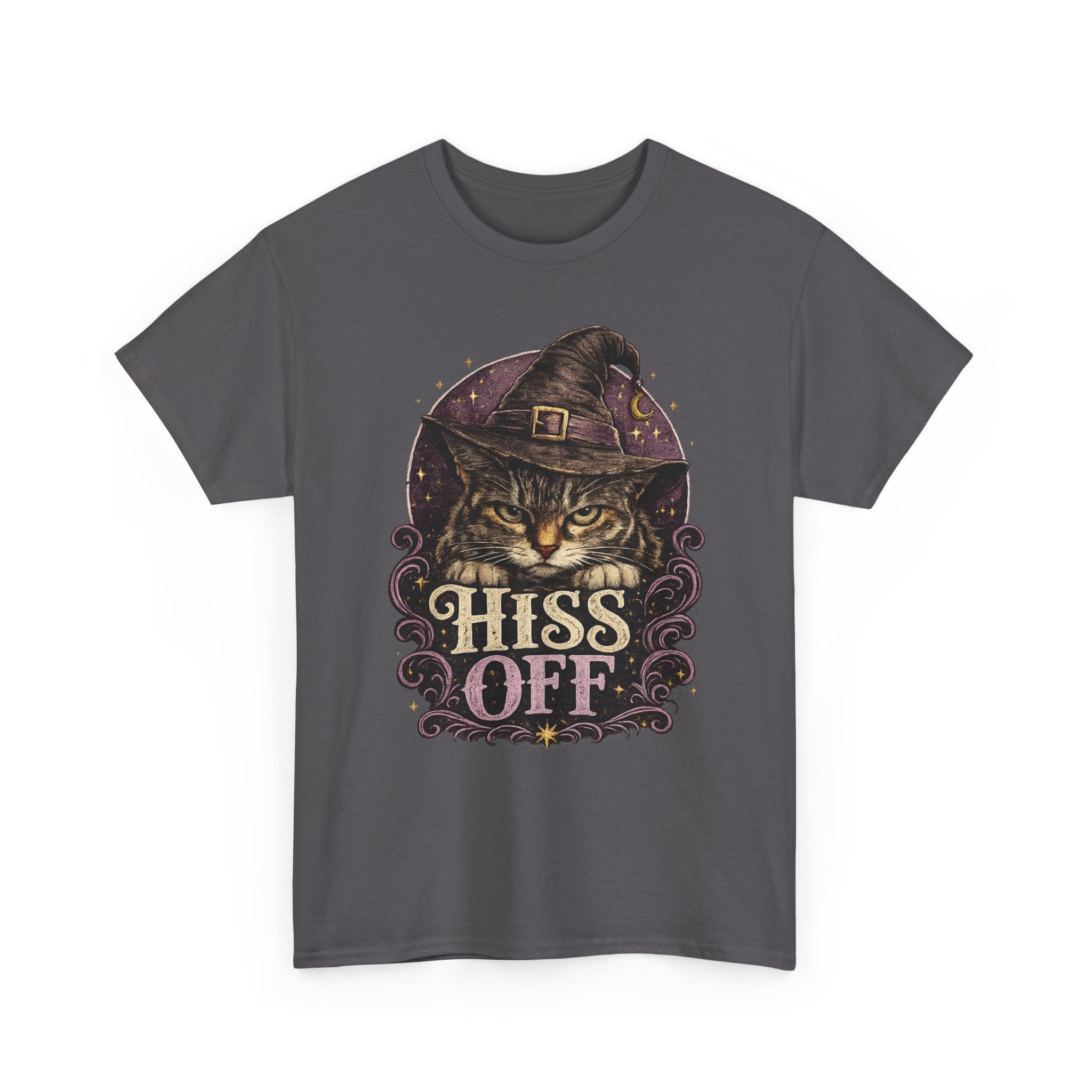 Hiss Off Witch Cat Tee — Halloween Spooky Cat Graphic T-Shirt