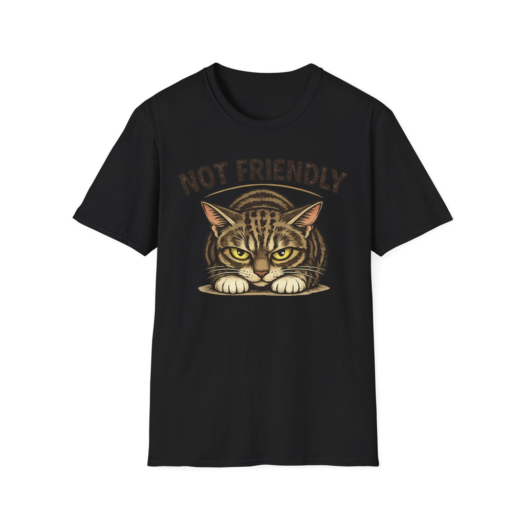 Not Friendly Cat T-Shirt — Grumpy Tabby Graphic Tee for Cat Lovers