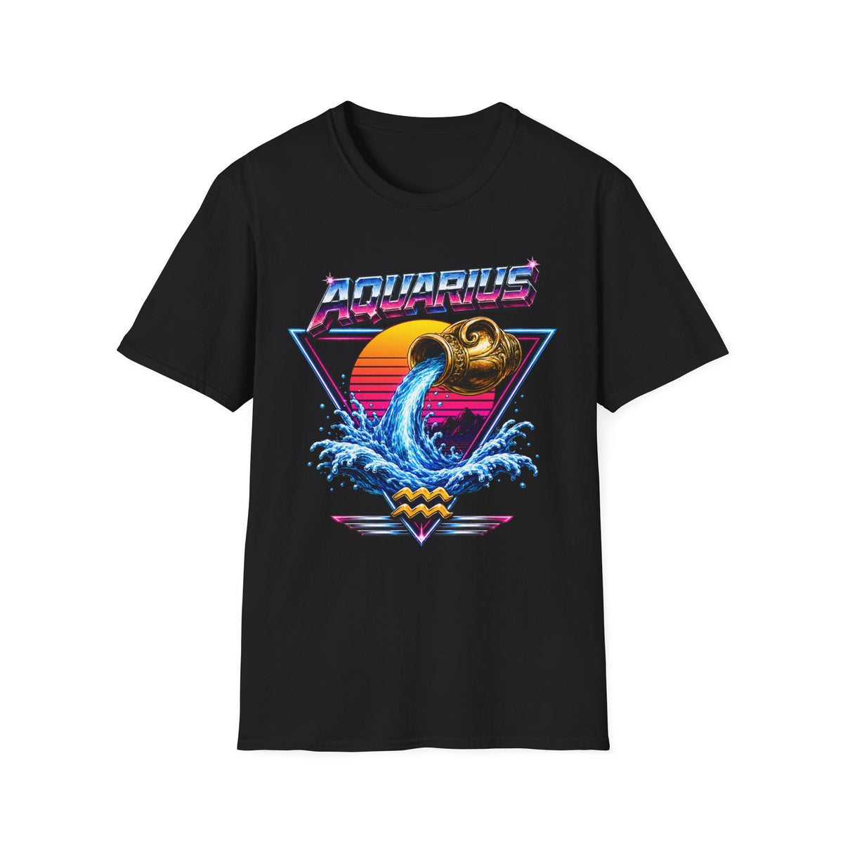 Aquarius Zodiac T‑Shirt — Retro Water Bearer Horoscope Tee