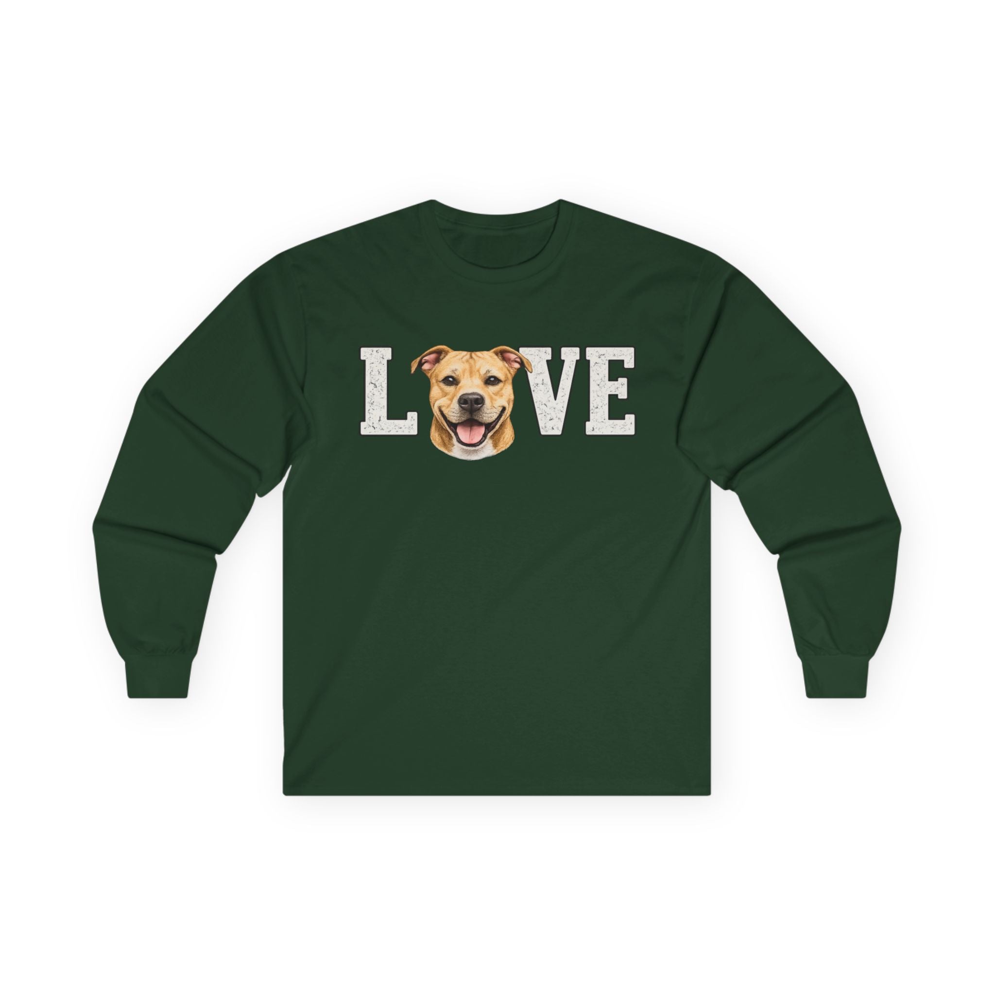Love Dog Long Sleeve Tee — Cute Pet Portrait "LOVE" Shirt