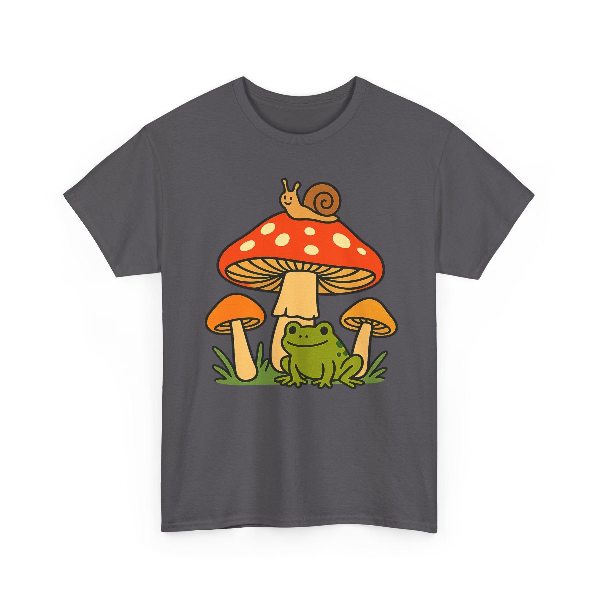 Frog & Mushroom Graphic Tee — Cute Snail Mushroom Garden T-Shirt