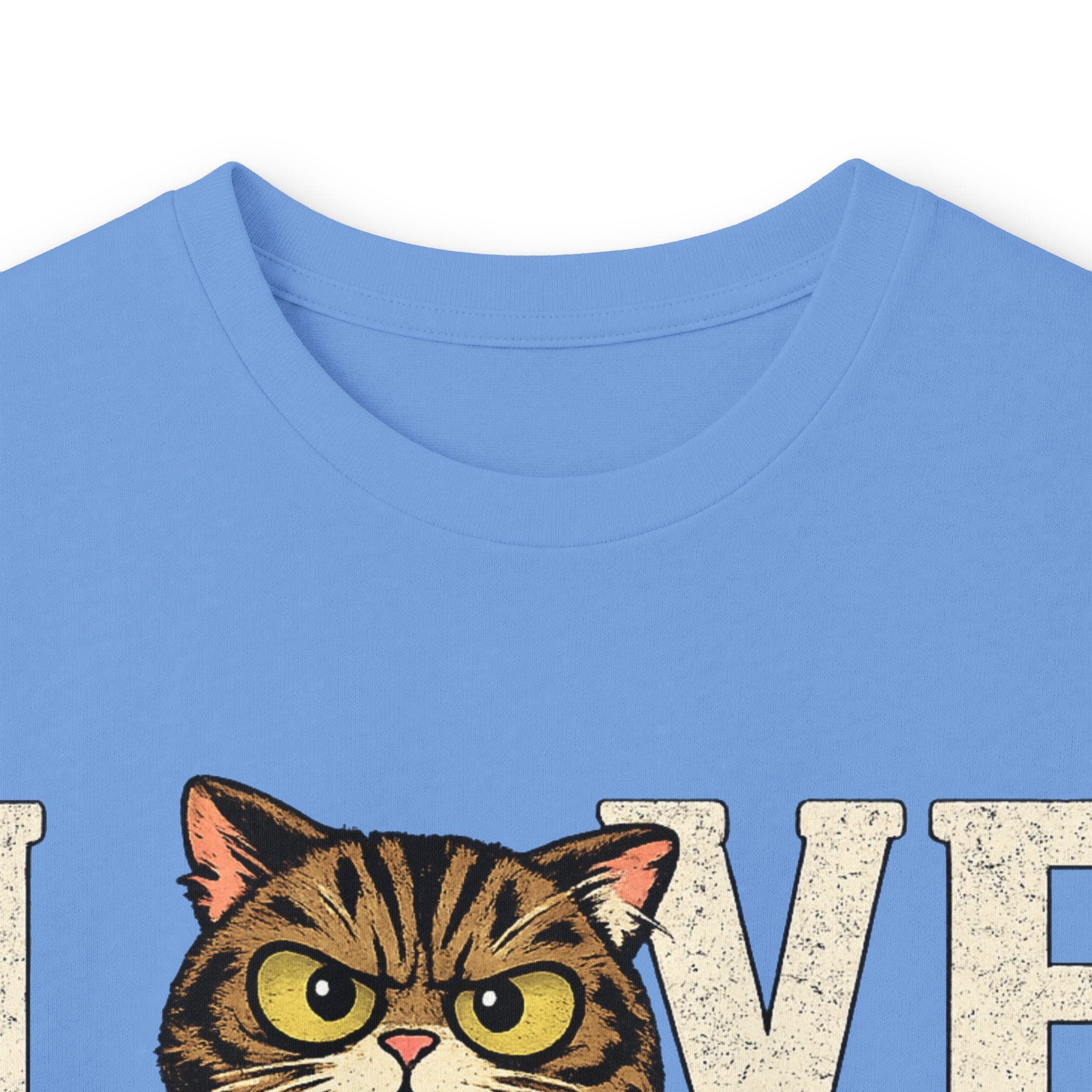 Long Sleeve Tee — "LOVE "tabby  Cat Face Graphic