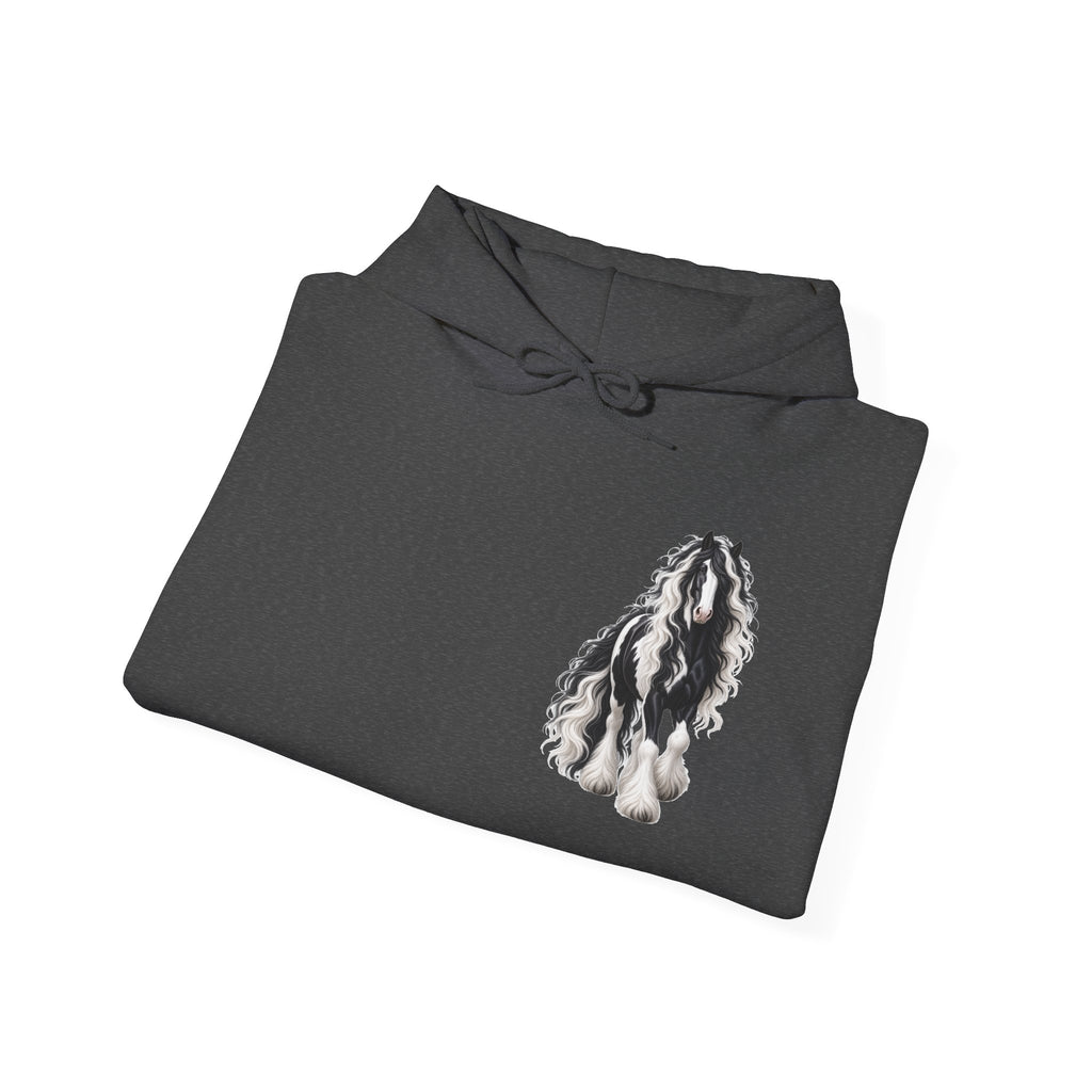 Gypsy Vanner Horse Pocket Hoodie — Small Chest Art, Equestrian Sweatshirt