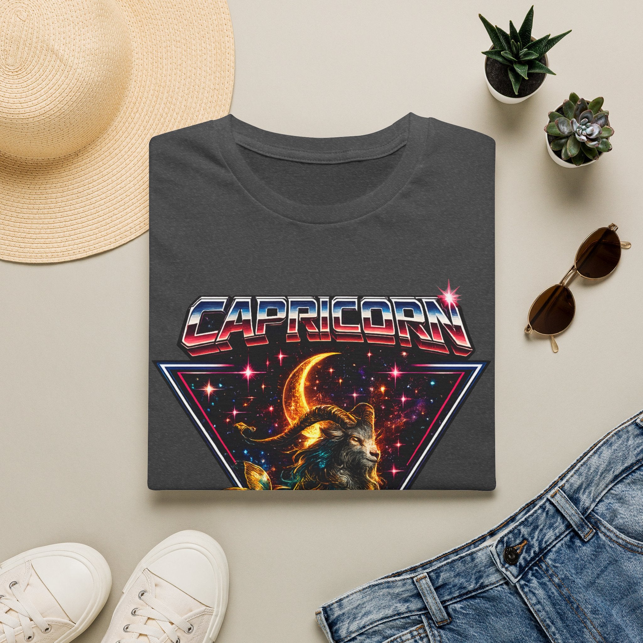 Capricorn Zodiac T-Shirt — Retro Cosmic Sea Goat Astrological Tee