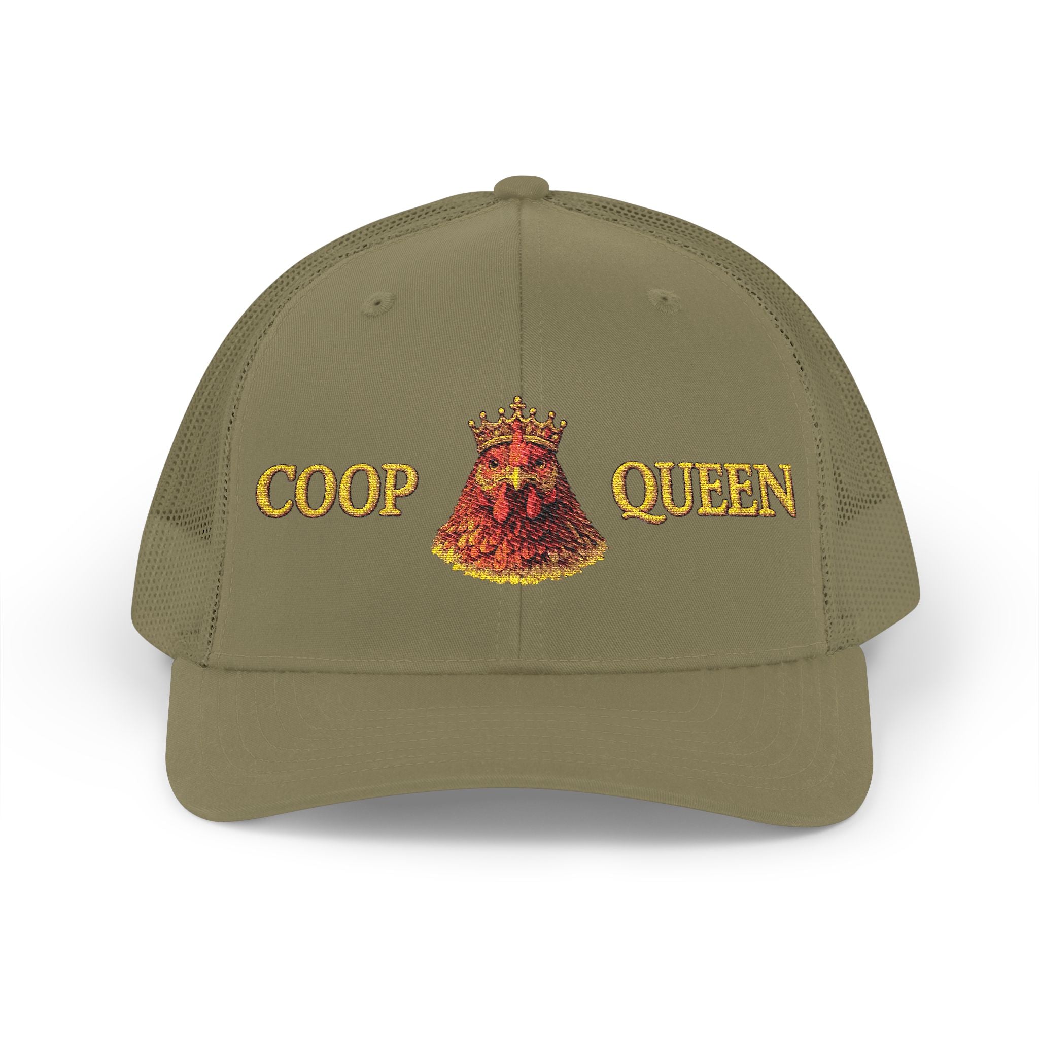 Coop Queen Trucker Cap – Embroidered Chicken Crown Snapback