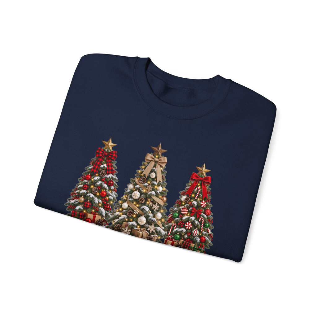 Merry Christmas Triple Tree Crewneck Sweatshirt