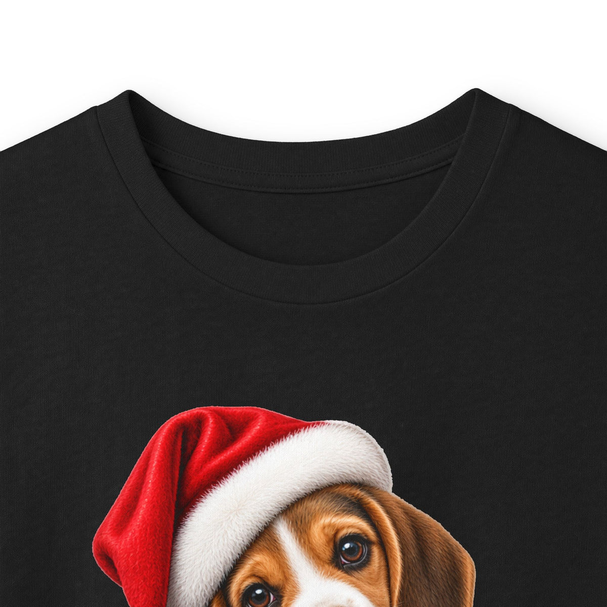 Christmas Puppy Long Sleeve Tee — Cute Beagle in Santa Hat Holiday Shirt