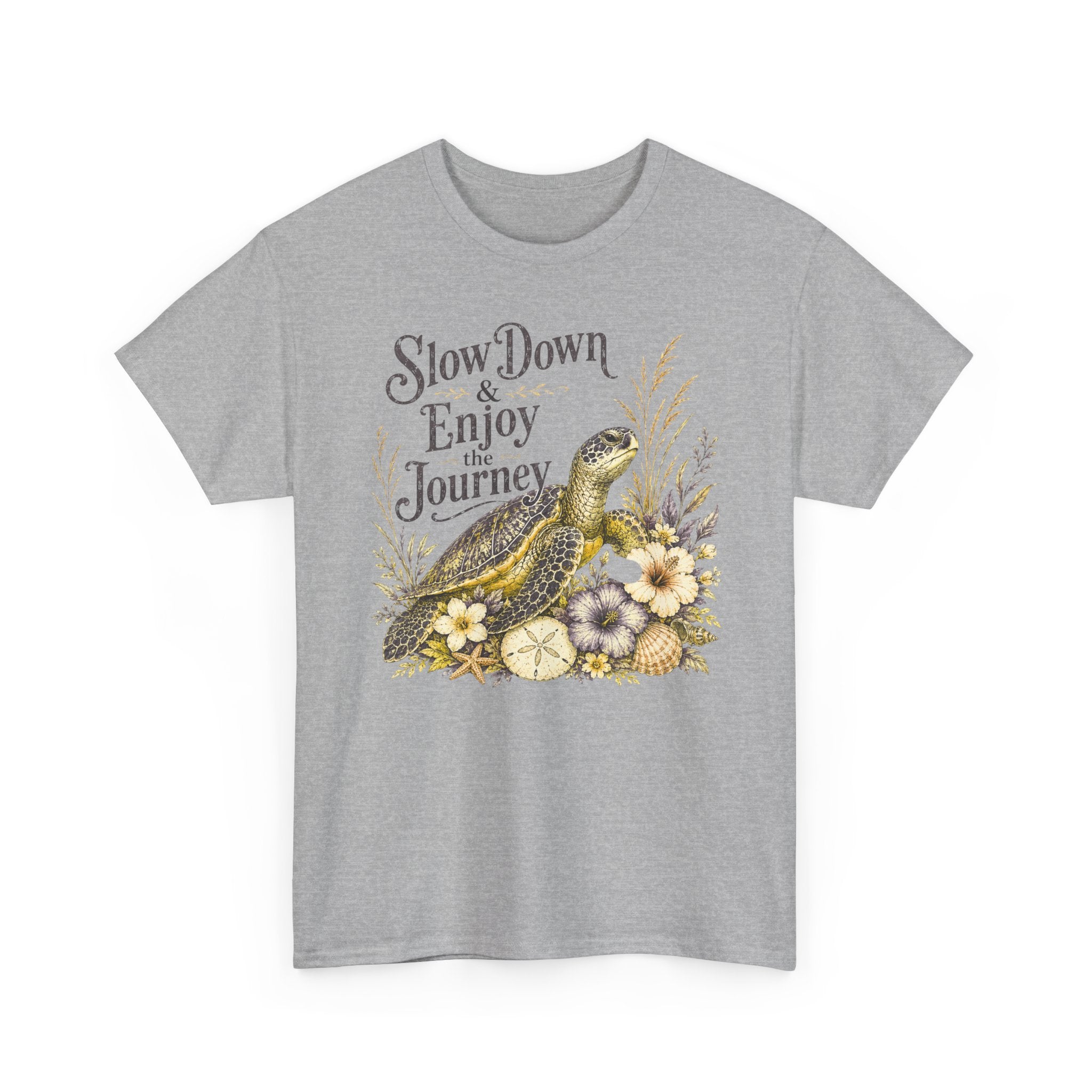 Sea Turtle T-Shirt — "Slow Down & Enjoy the Journey "Sea Turtle Floral Graphic Tee