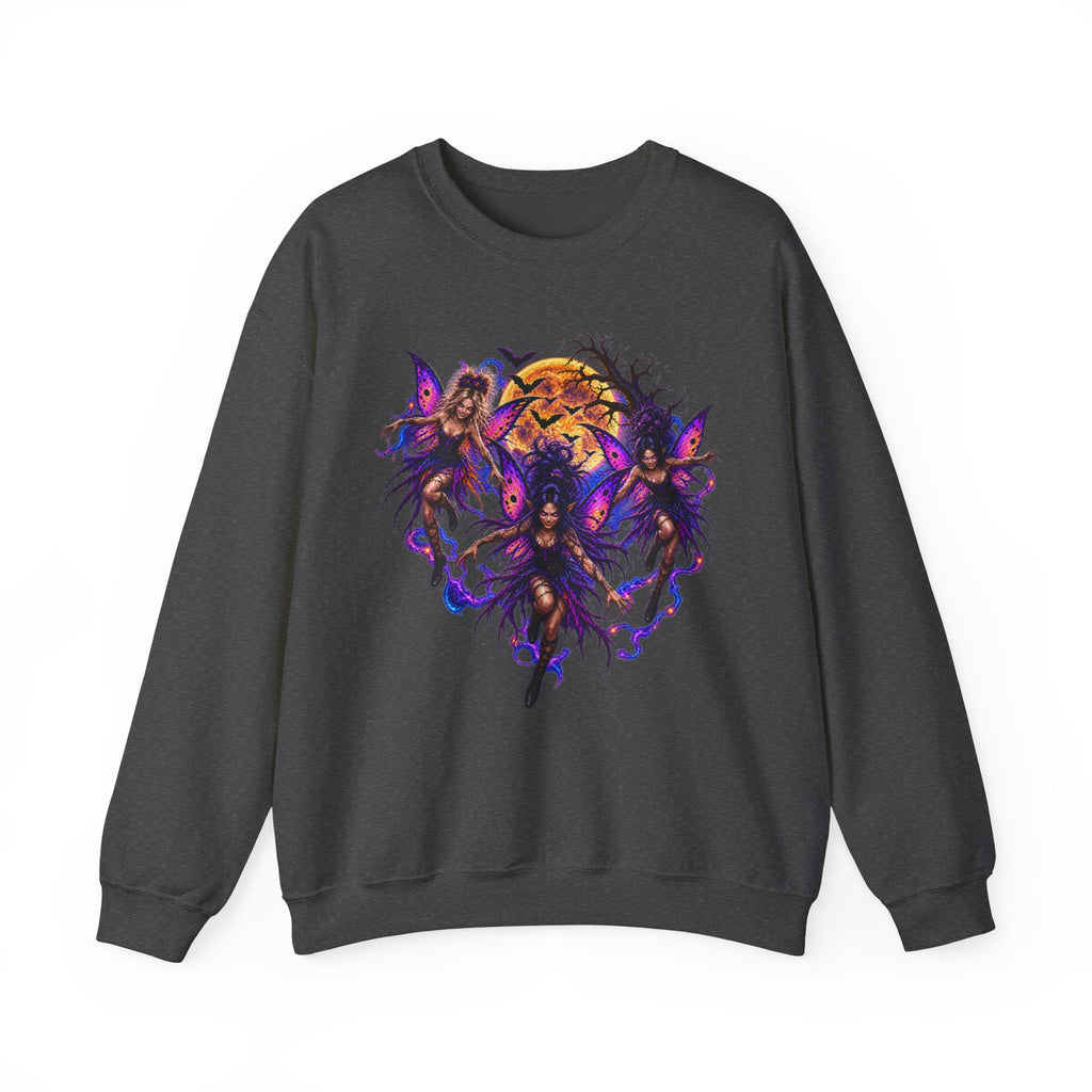 Fairy Moon Crewneck Sweatshirt — Gothic Purple Fairy Heart Graphic