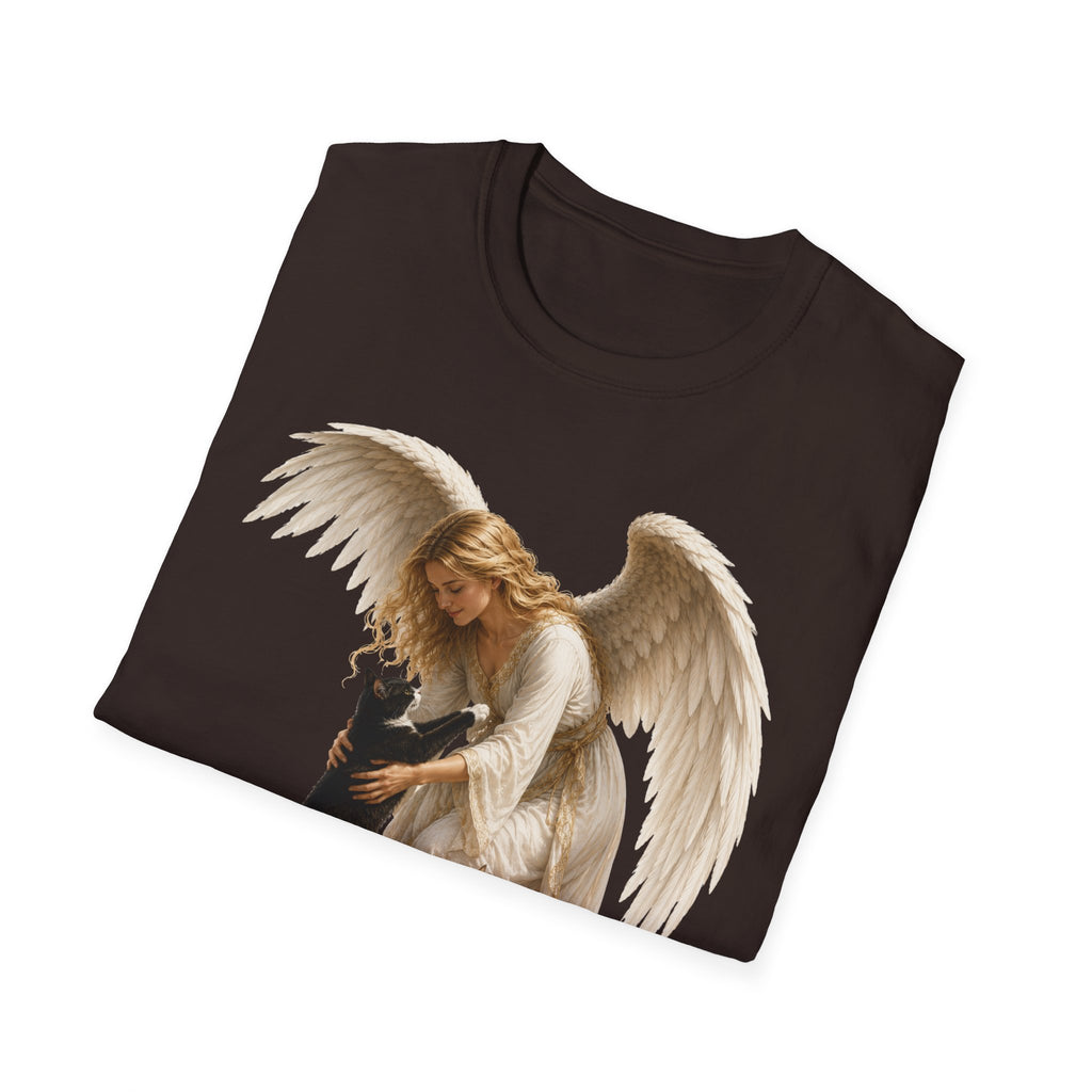 Angel with Cat T-Shirt — Guardian Angel Pet Lover Tee