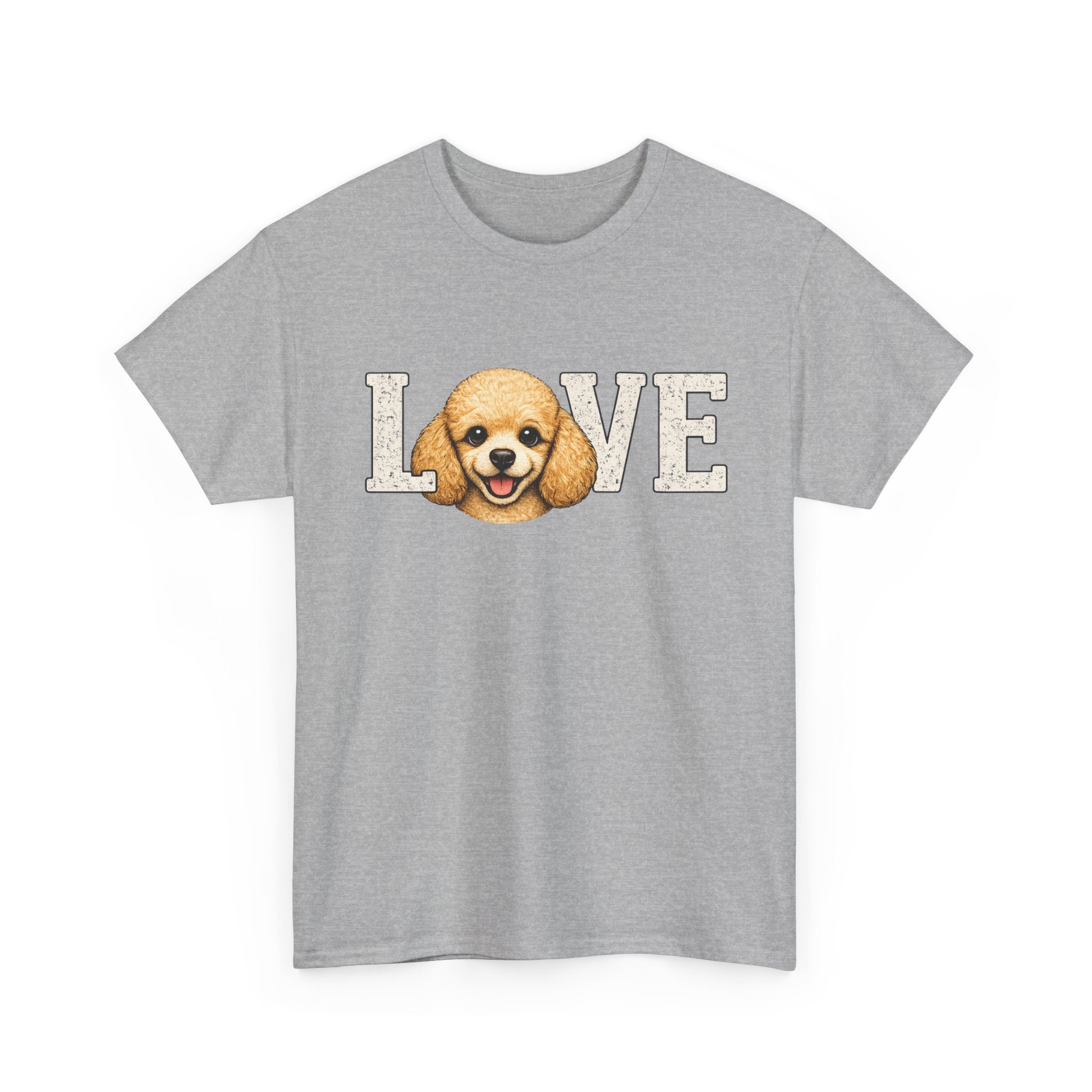 Poodle Love T-Shirt — 'LOVE' Graphic Tee with Cute Dog Face