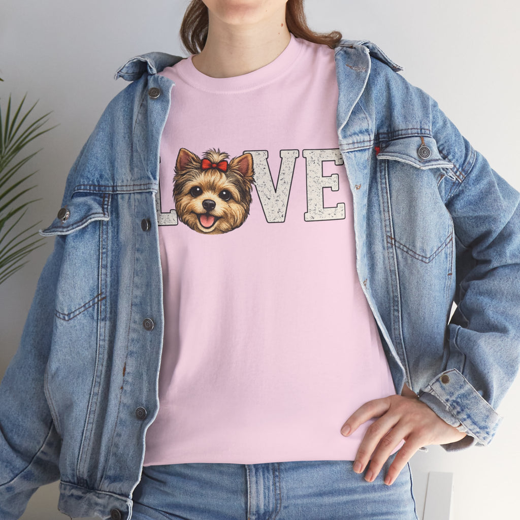 Love  Yorkie T‑Shirt — Cute Yorkie Face 'LOVE' Graphic Tee for Dog Lovers