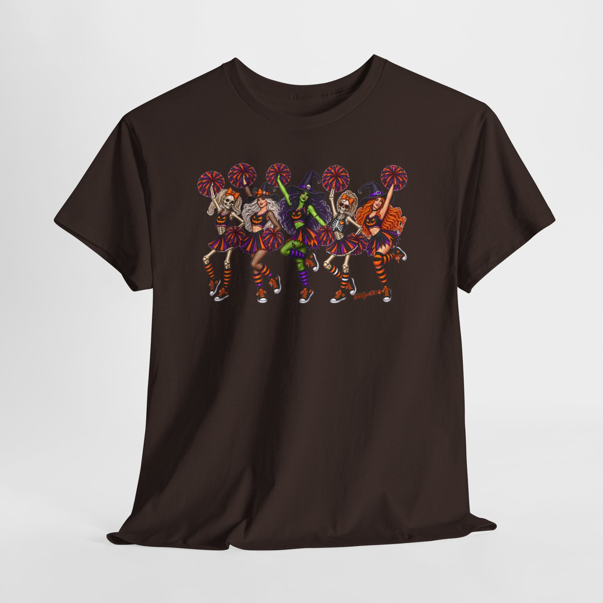 Halloween Cheerleaders Graphic Tee — Colorful Holloween cheer Squad Shirt