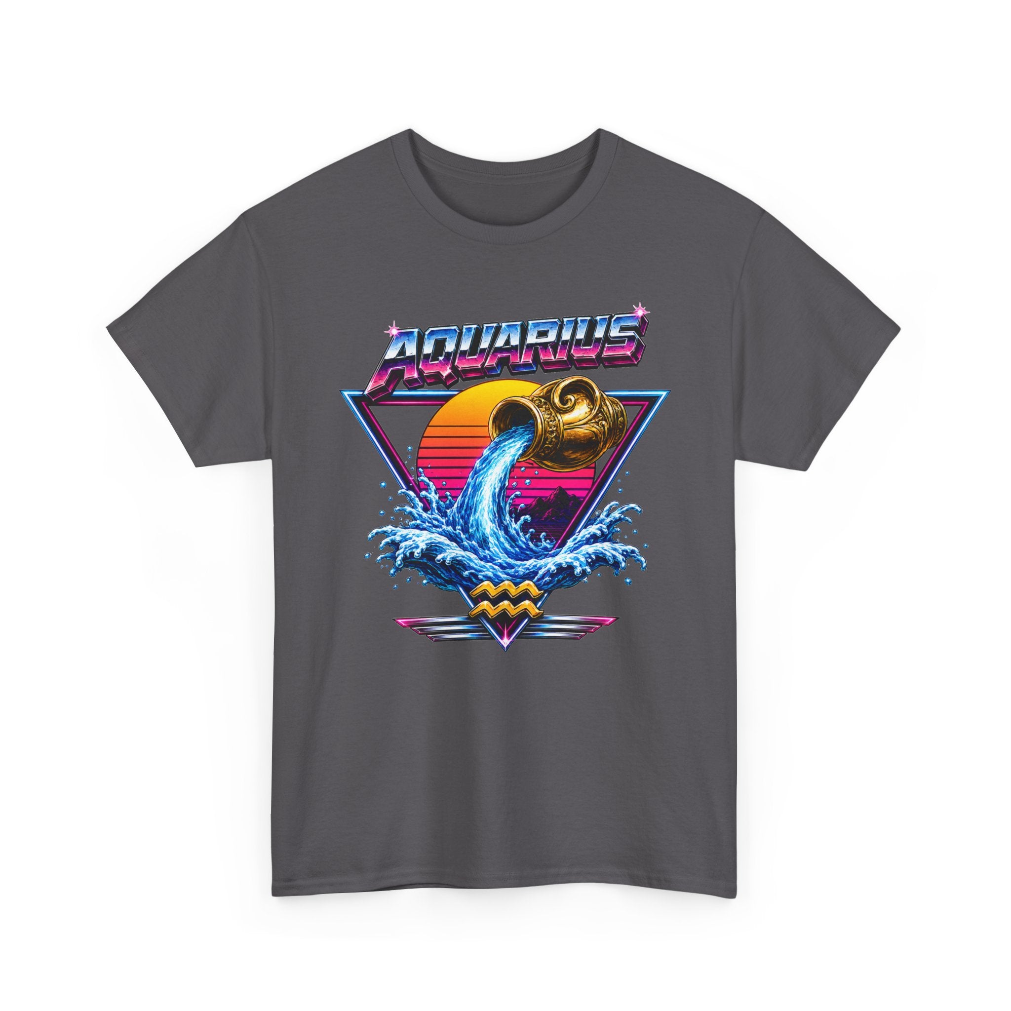 Aquarius Zodiac Tee — Retro Wave Astrological T-Shirt