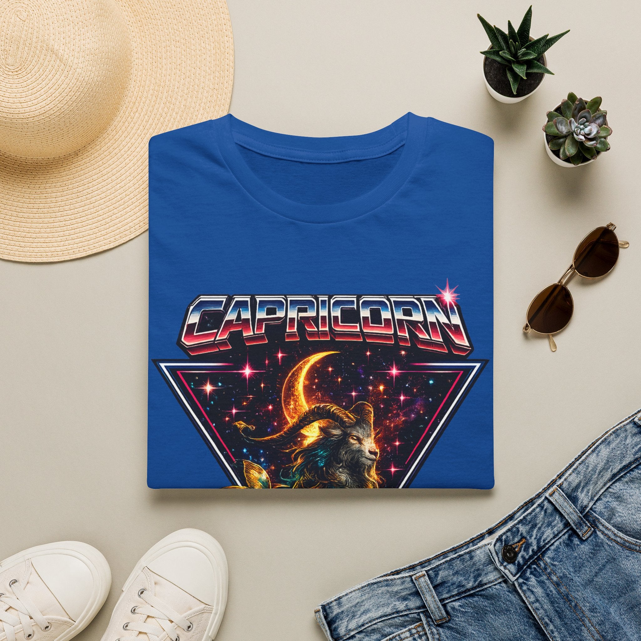 Capricorn Zodiac T-Shirt — Retro Cosmic Sea Goat Astrological Tee