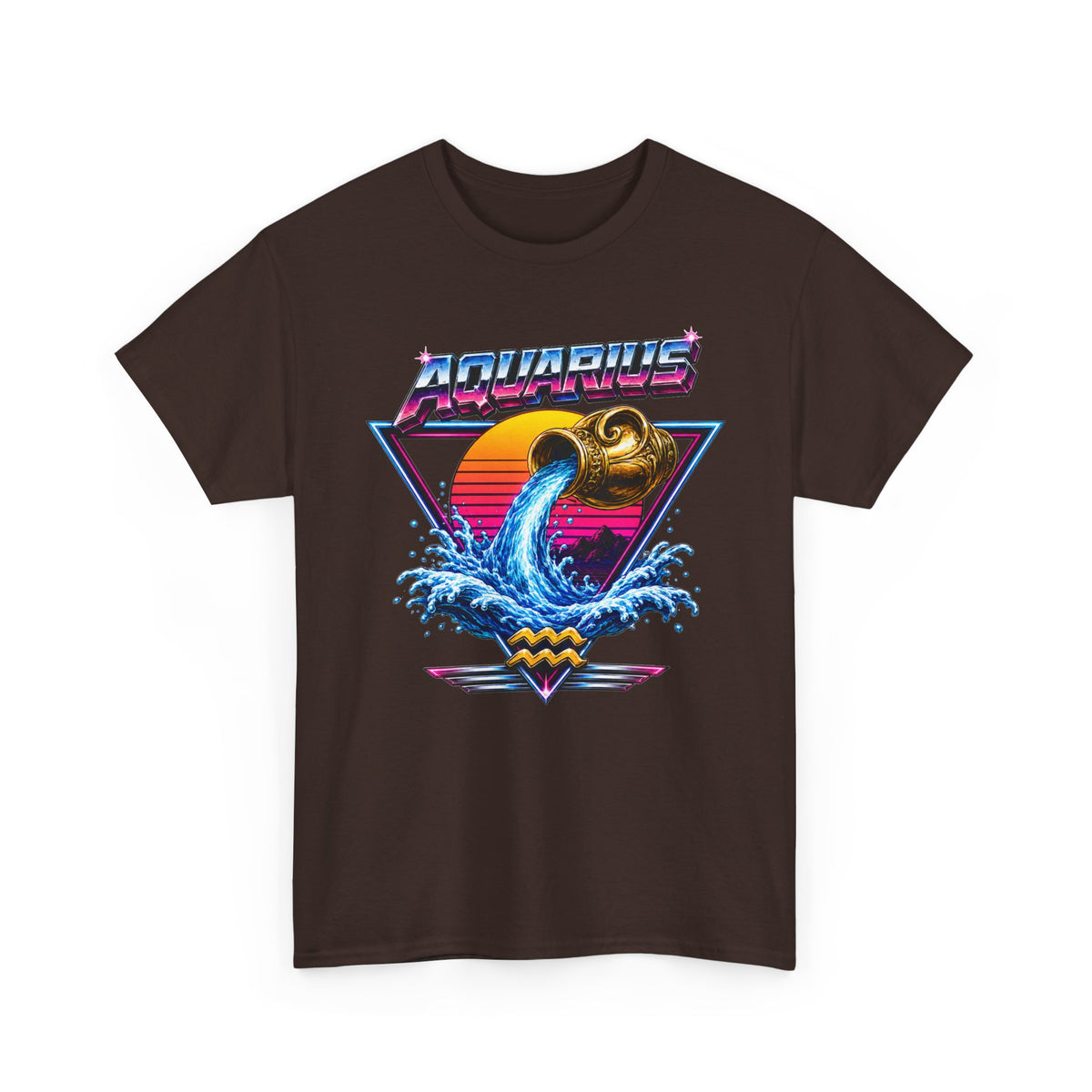 Aquarius Zodiac Tee — Retro Wave Astrological T-Shirt
