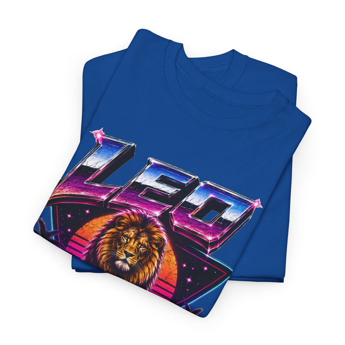 Leo Zodiac T‑Shirt — Retro Neon Lion Astrology Tee