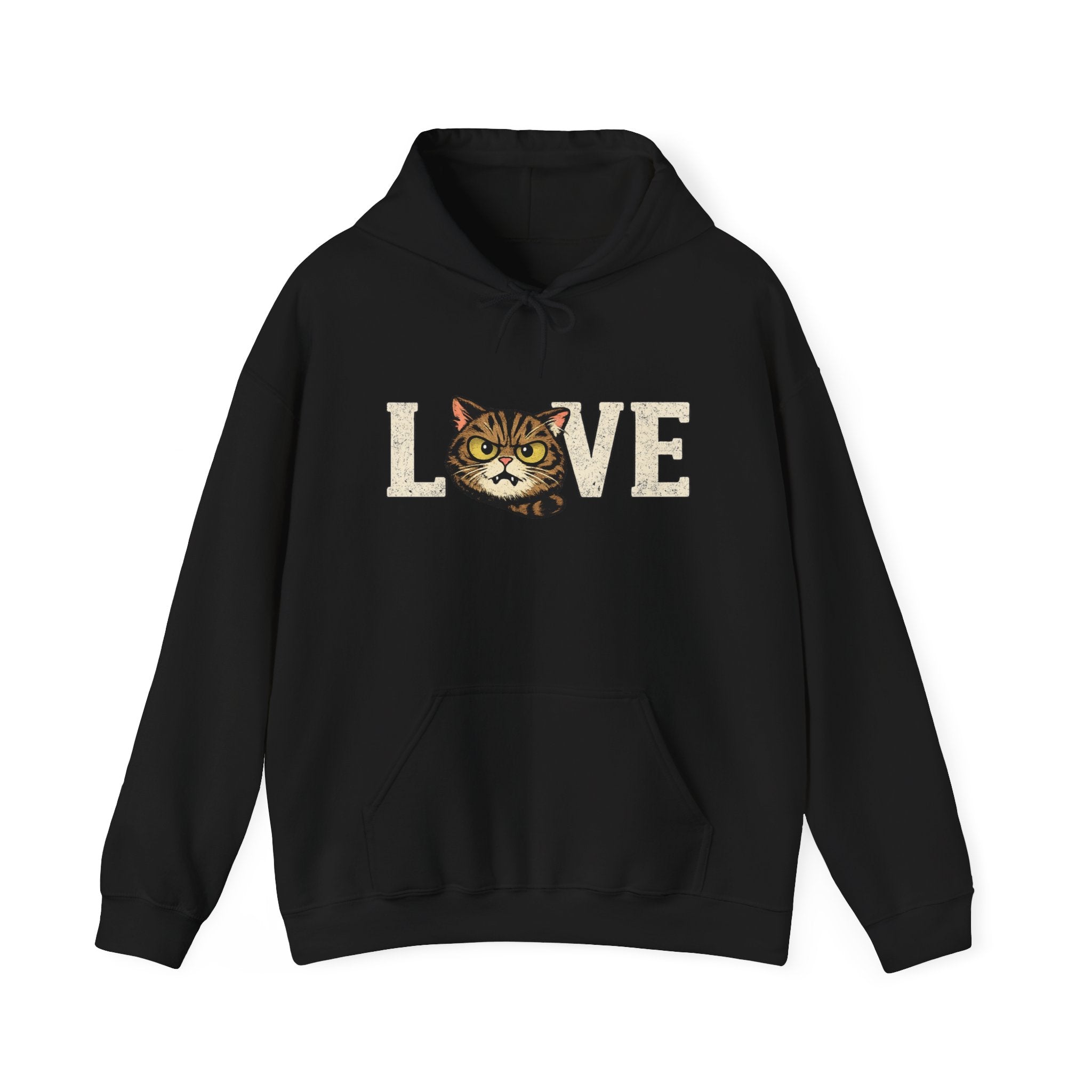 Cat Love Hoodie — Vintage Kitty Face Love Graphic Hoodie