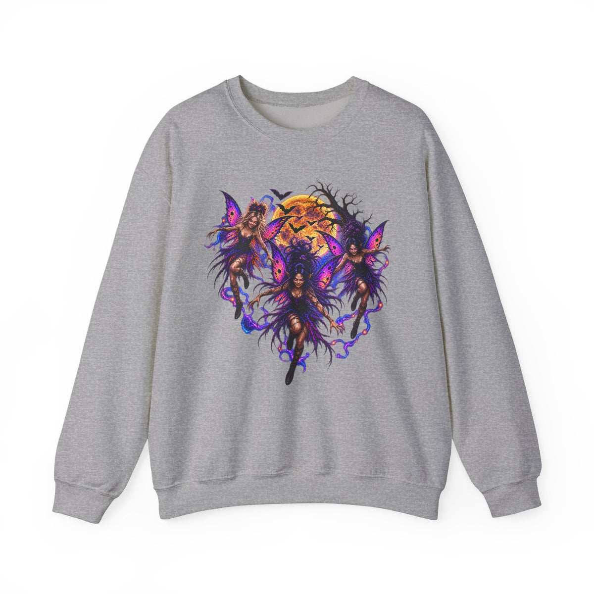 Fairy Moon Crewneck Sweatshirt — Gothic Purple Fairy Heart Graphic