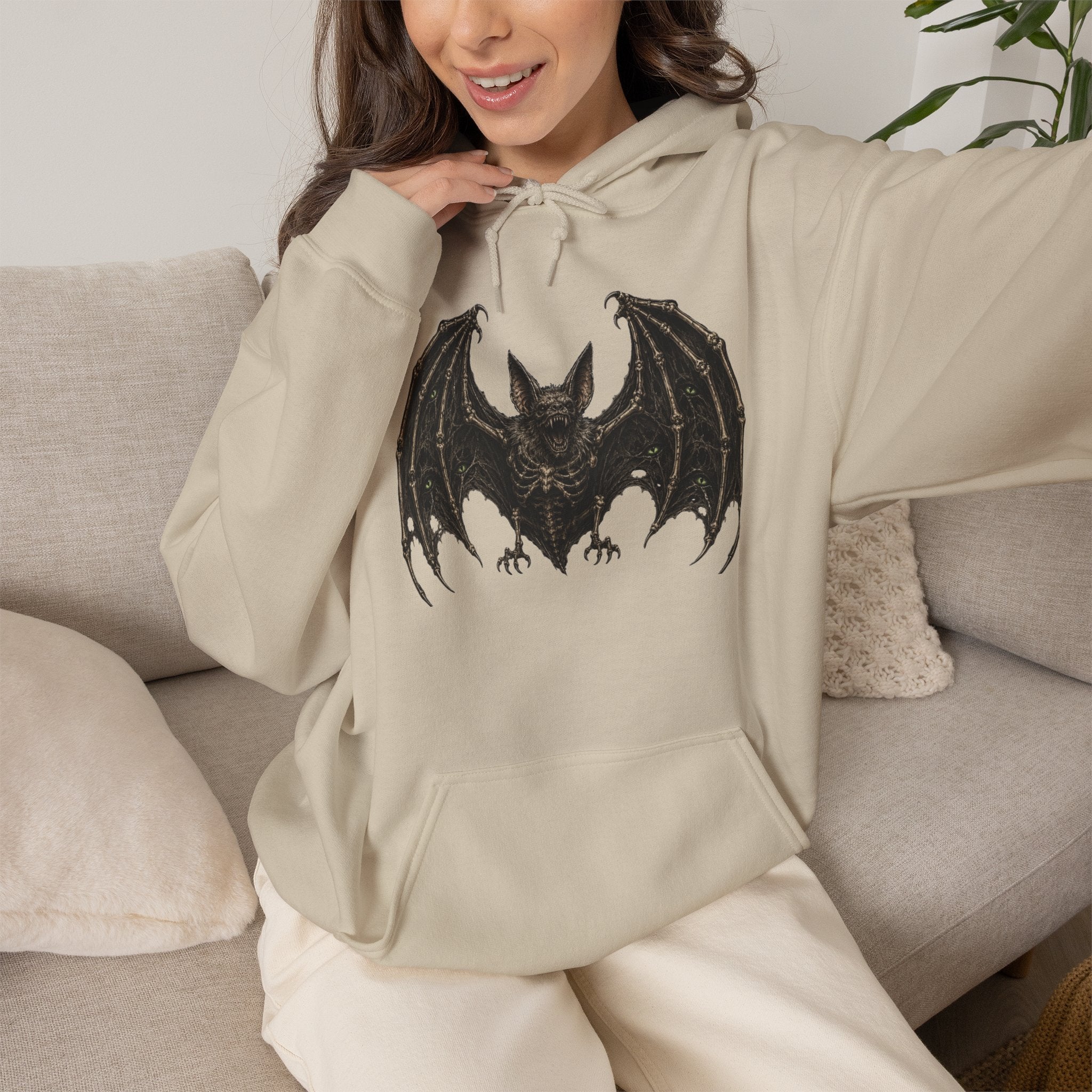 Gothic Bat Graphic Hoodie — Vintage Winged Bat Sweatshirt
