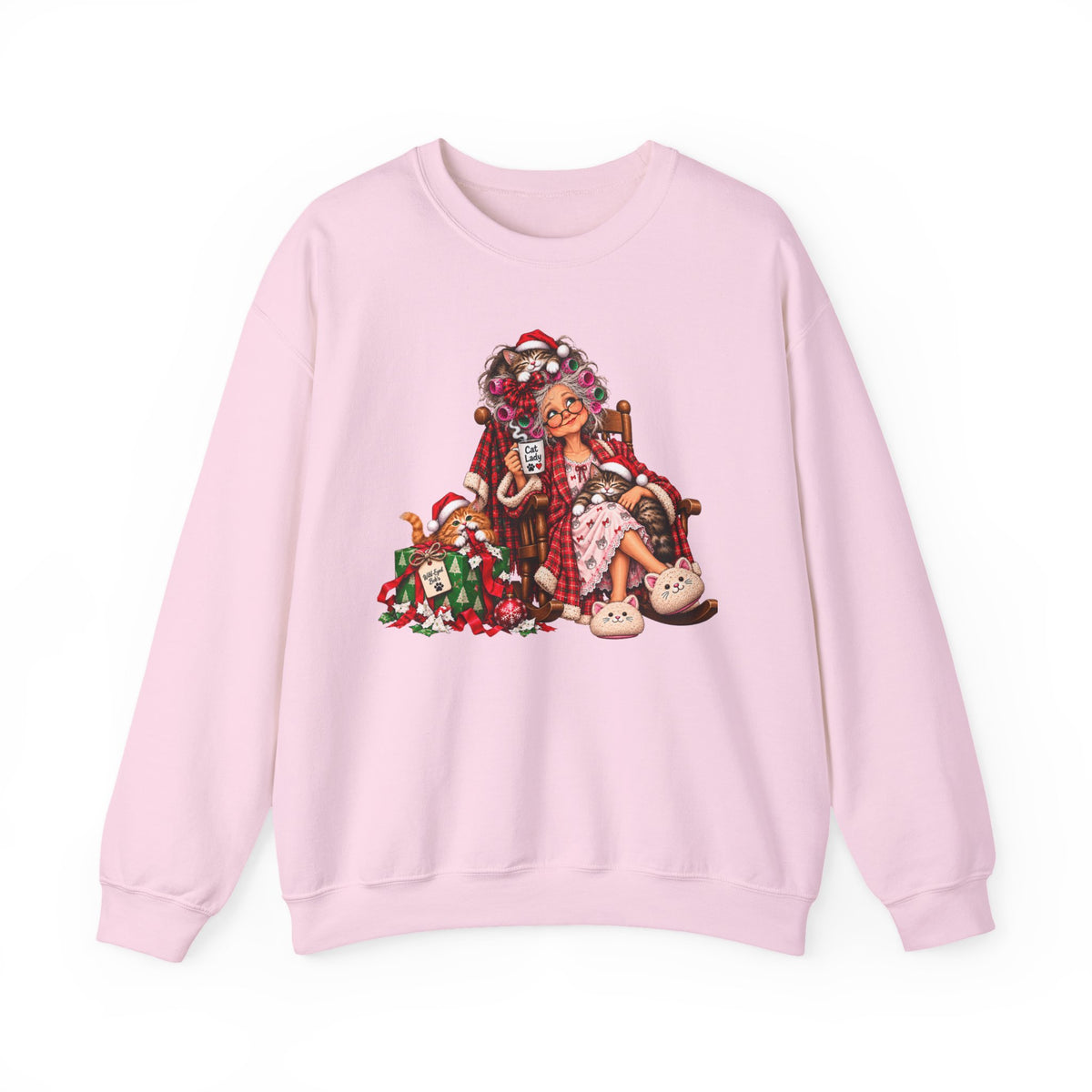 Christmas Cat Lady - Cozy Holiday Cats & Coffee Sweatshirt