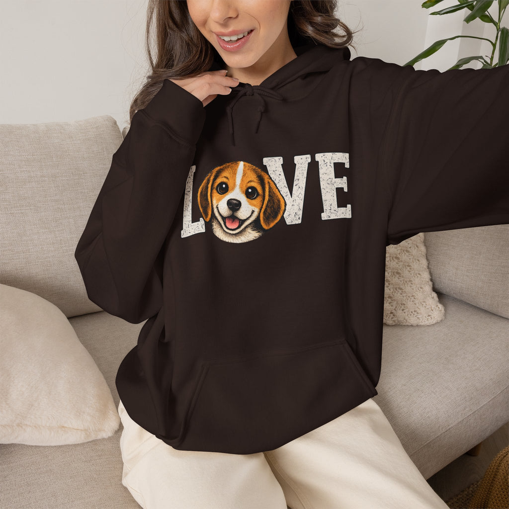 Beagle Love Hoodie - Cute Dog Face "LOVE" Sweatshirt for Dog Lovers