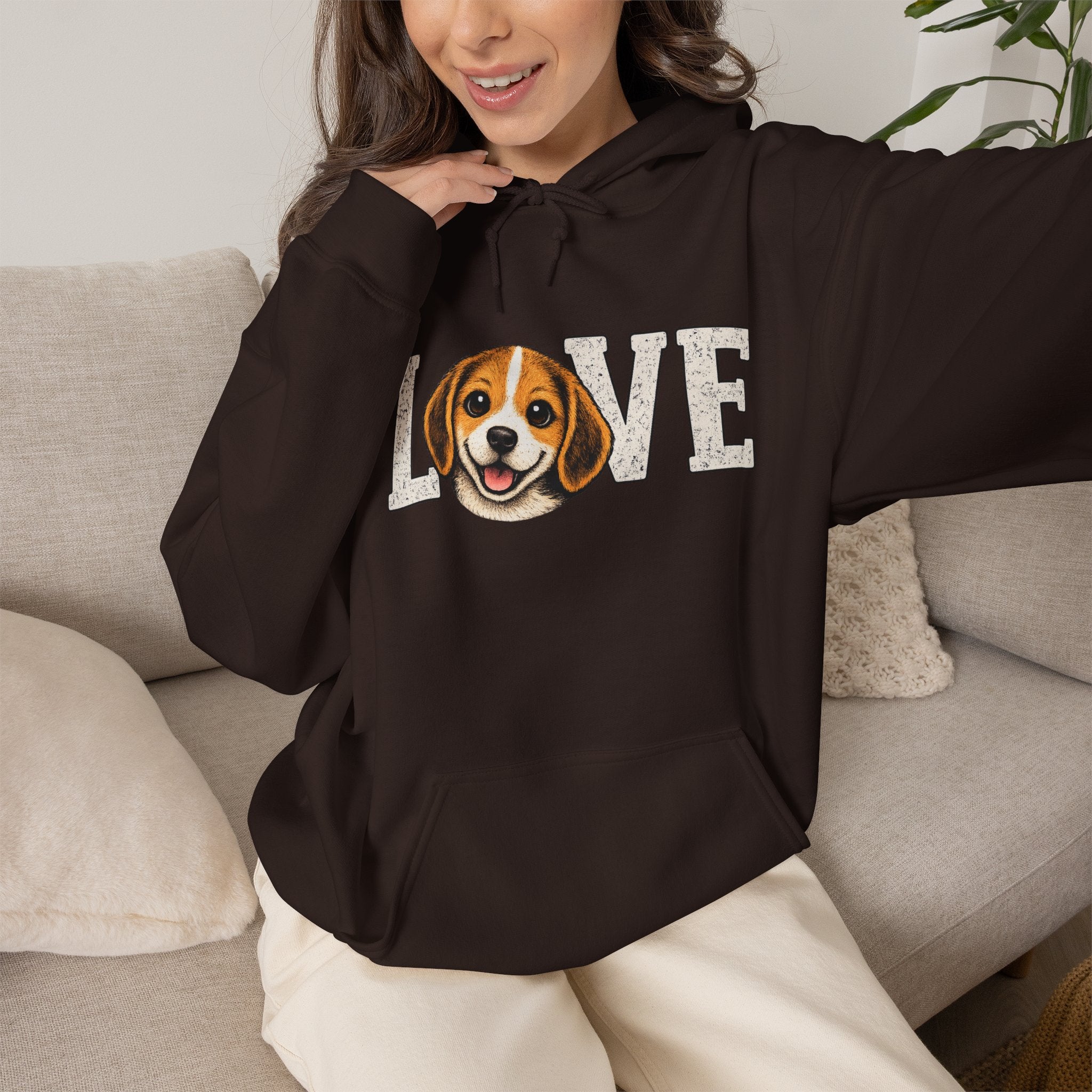 Beagle Love Hoodie - Cute Dog Face "LOVE" Sweatshirt for Dog Lovers