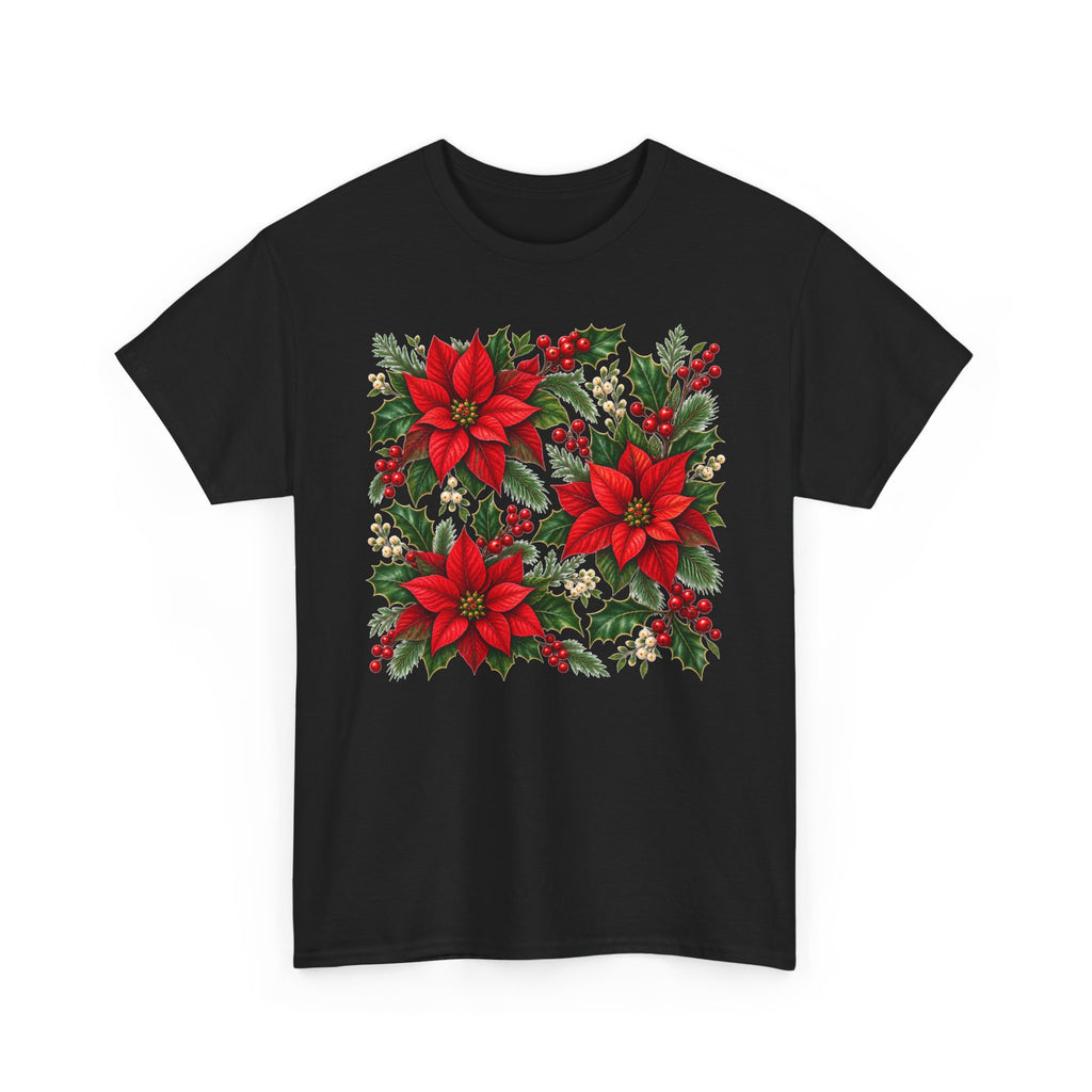 Poinsettia Square Floral Christmas Tee