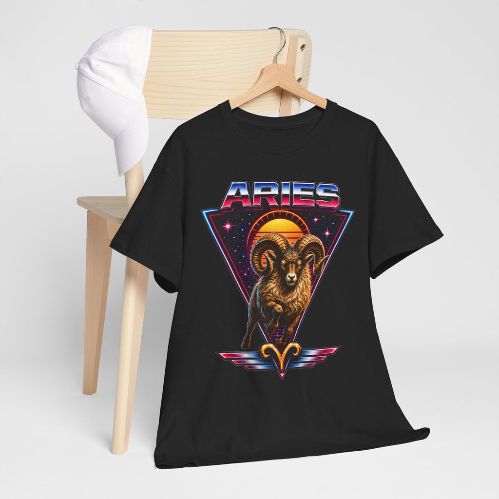 Aries Zodiac Tee — Retro 80s style Ram Astrology T-Shirt