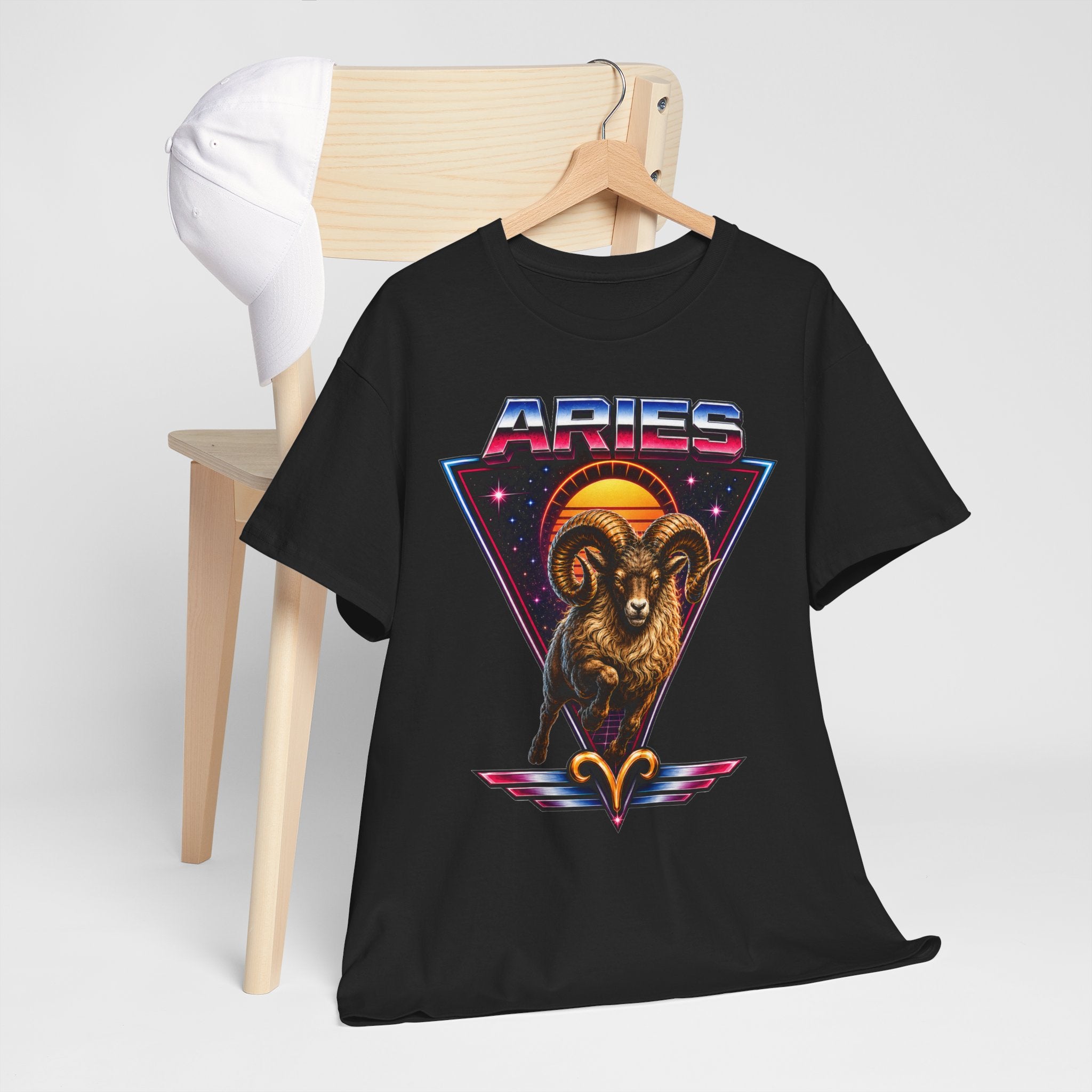 Aries Zodiac Tee — Retro 80s style Ram Astrology T-Shirt
