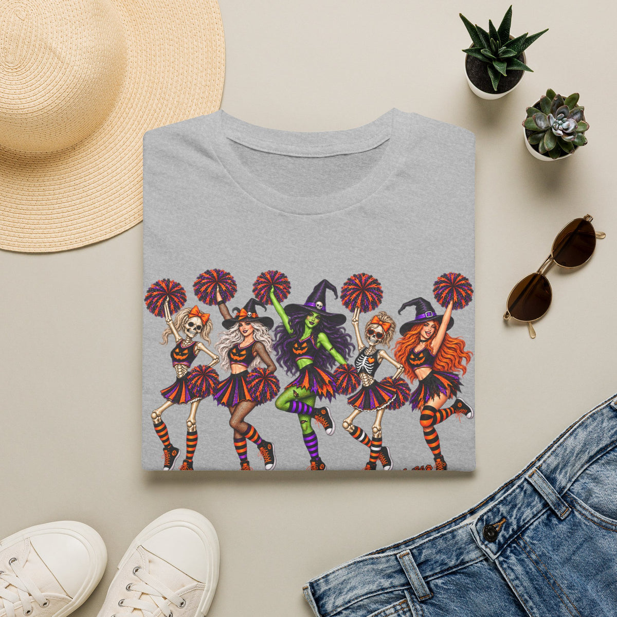 Halloween Cheerleader Witches T-Shirt — Dancing Witch Squad Pumpkin Spice Costume Tee