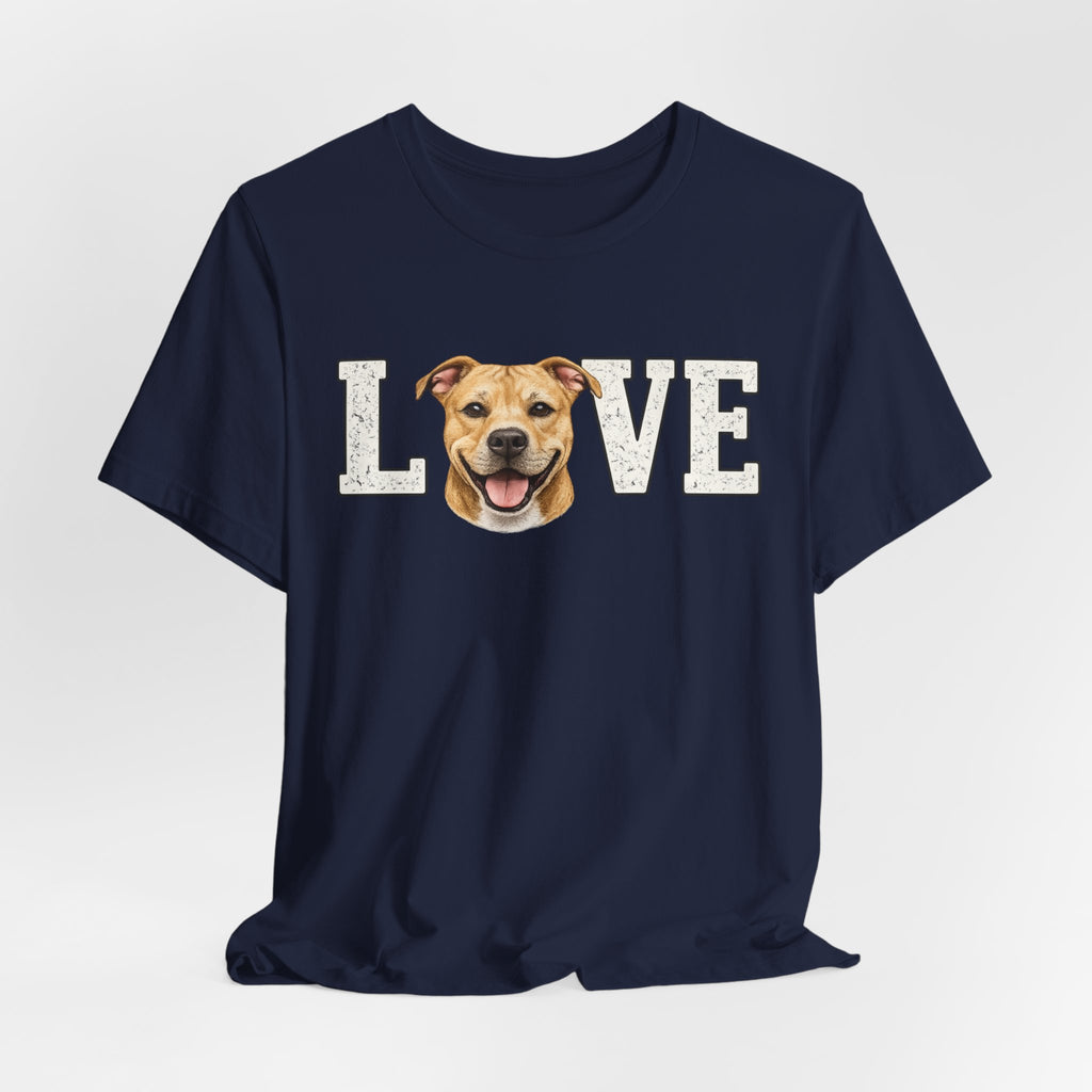 Pit Bull Love T-Shirt — 'LOVE' with Happy Puppy Face Tee